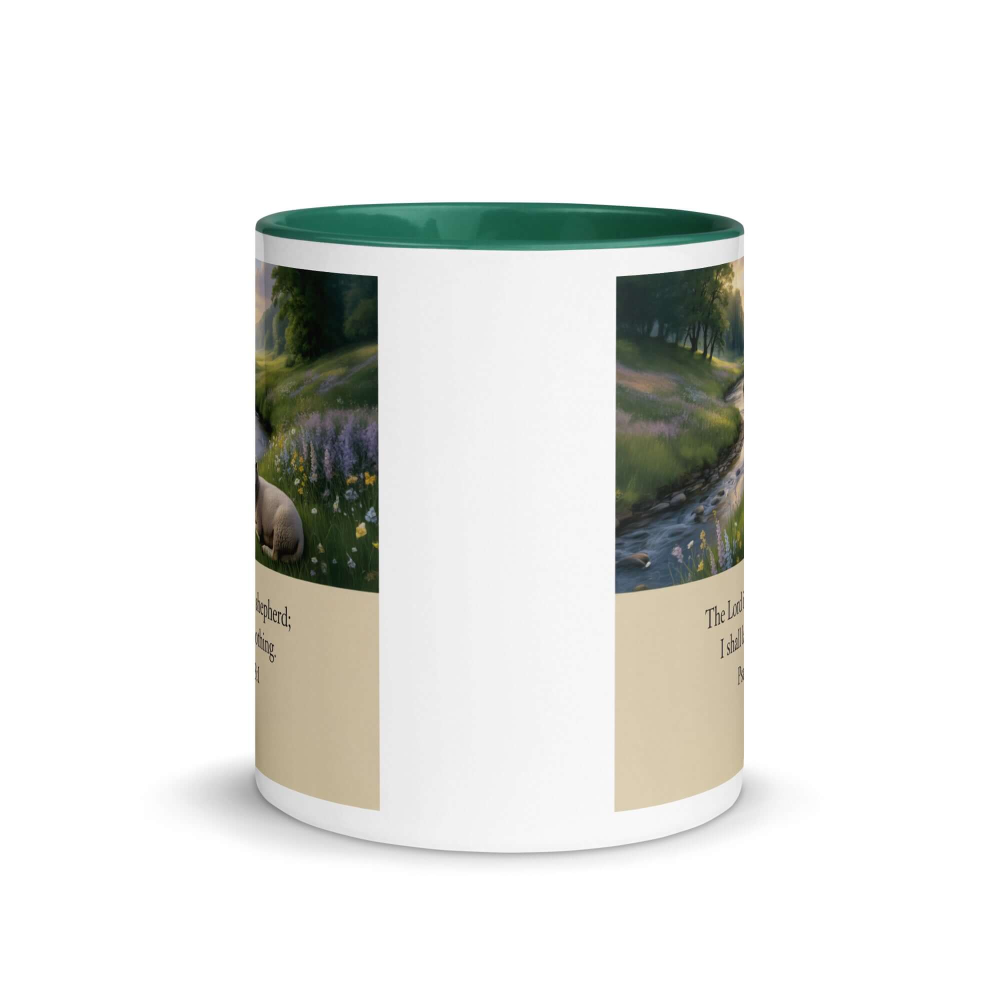 Psalm 23:1 Bible Verse, I shall White Ceramic Mug with Color Inside