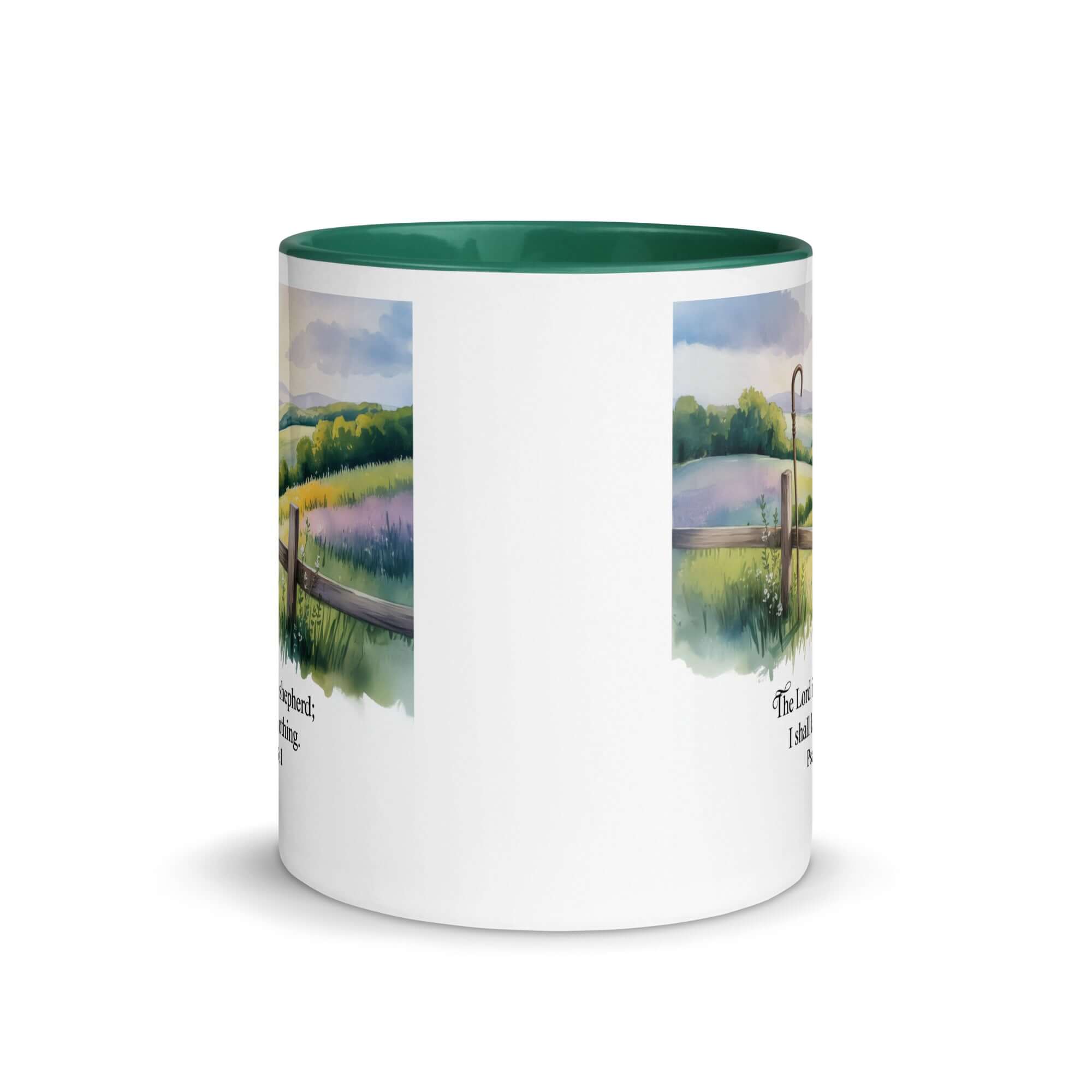 Psalm 23:1 Bible Verse, Lack White Ceramic Mug with Color Inside