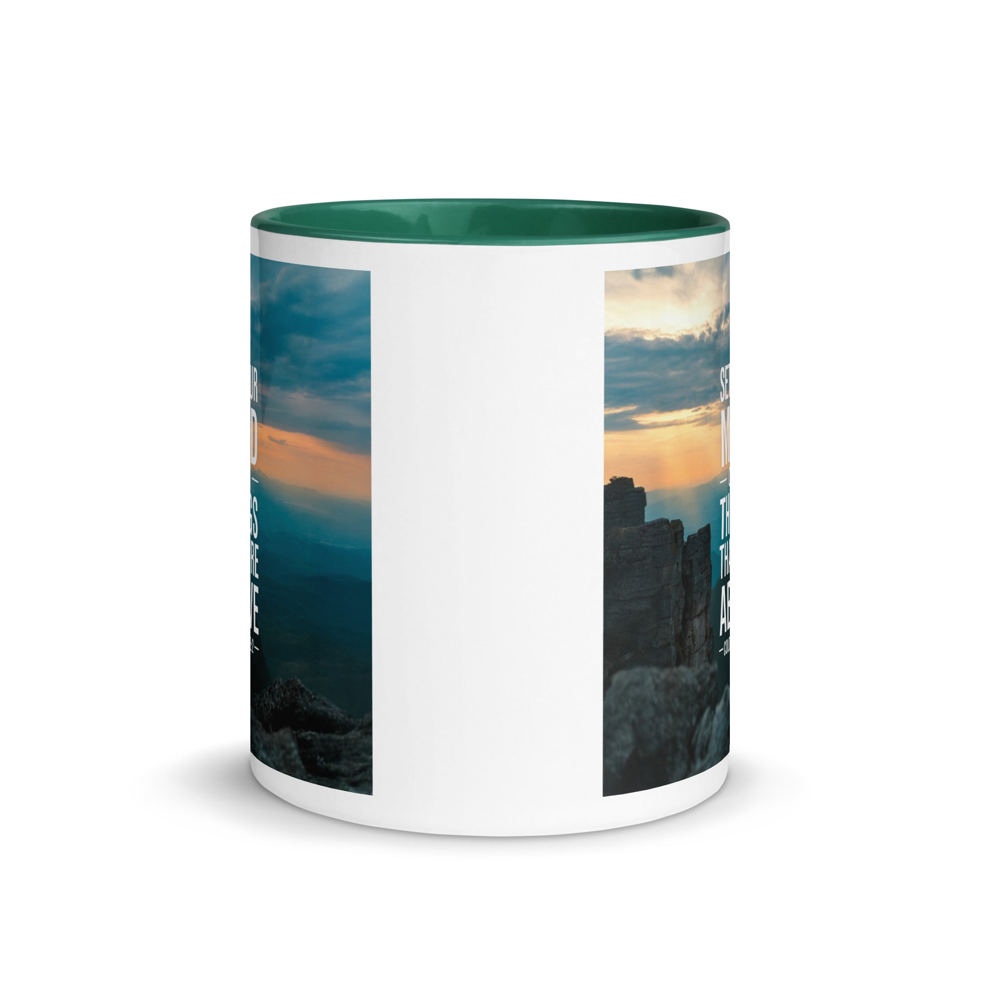 Colossians 3:2 Bible Verse on the White Ceramic Mug with Color Inside