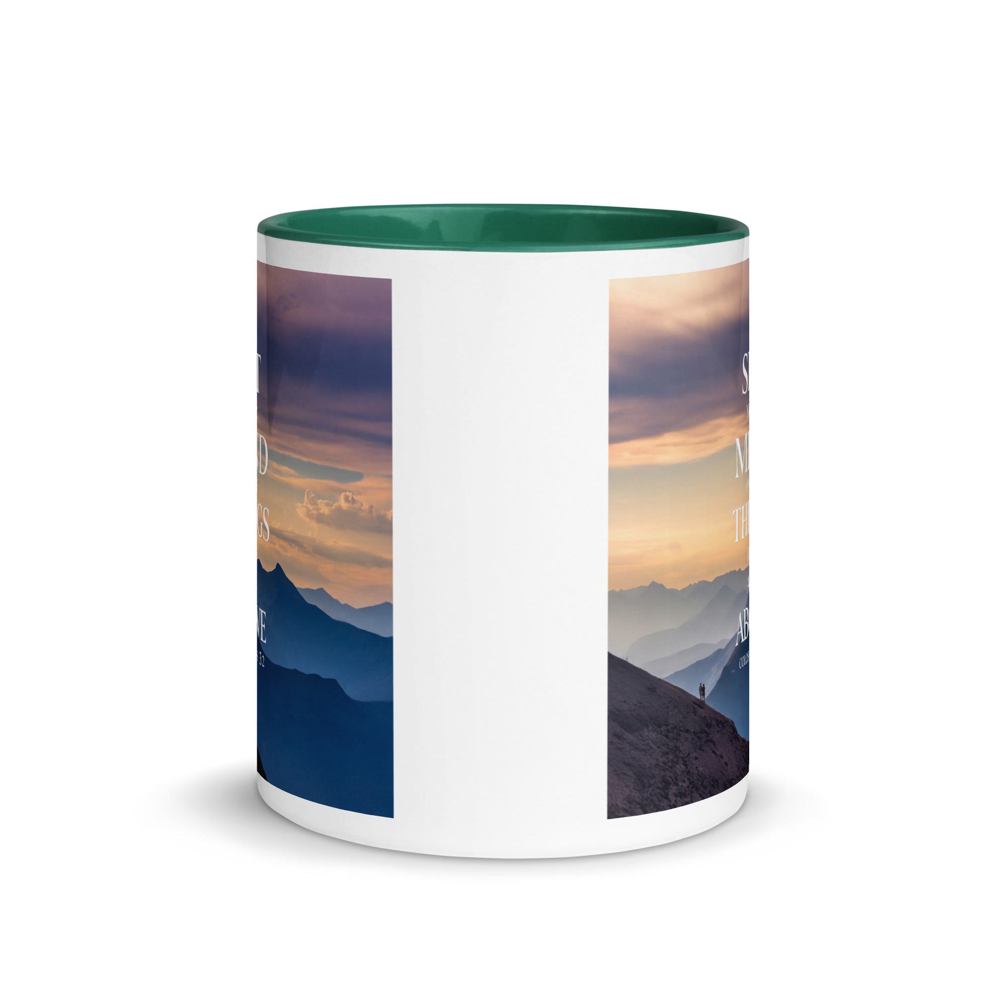 Colossians 3:2 Bible Verse things that White Ceramic Mug with Color Inside