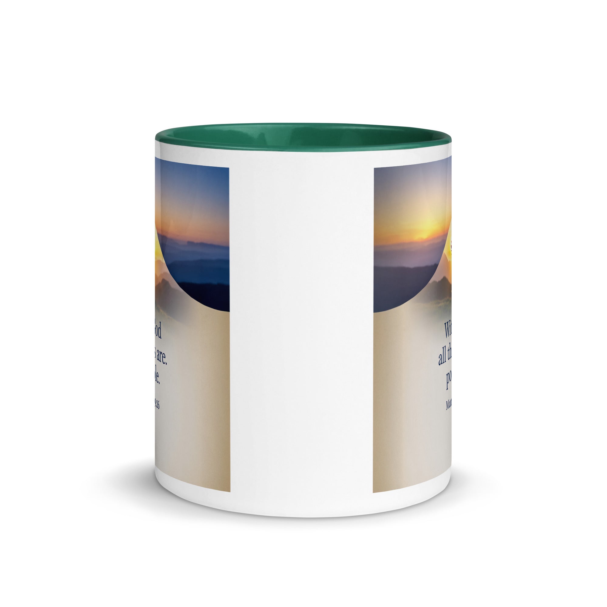 Matthew 19:26 Bible Verse at them White Ceramic Mug with Color Inside