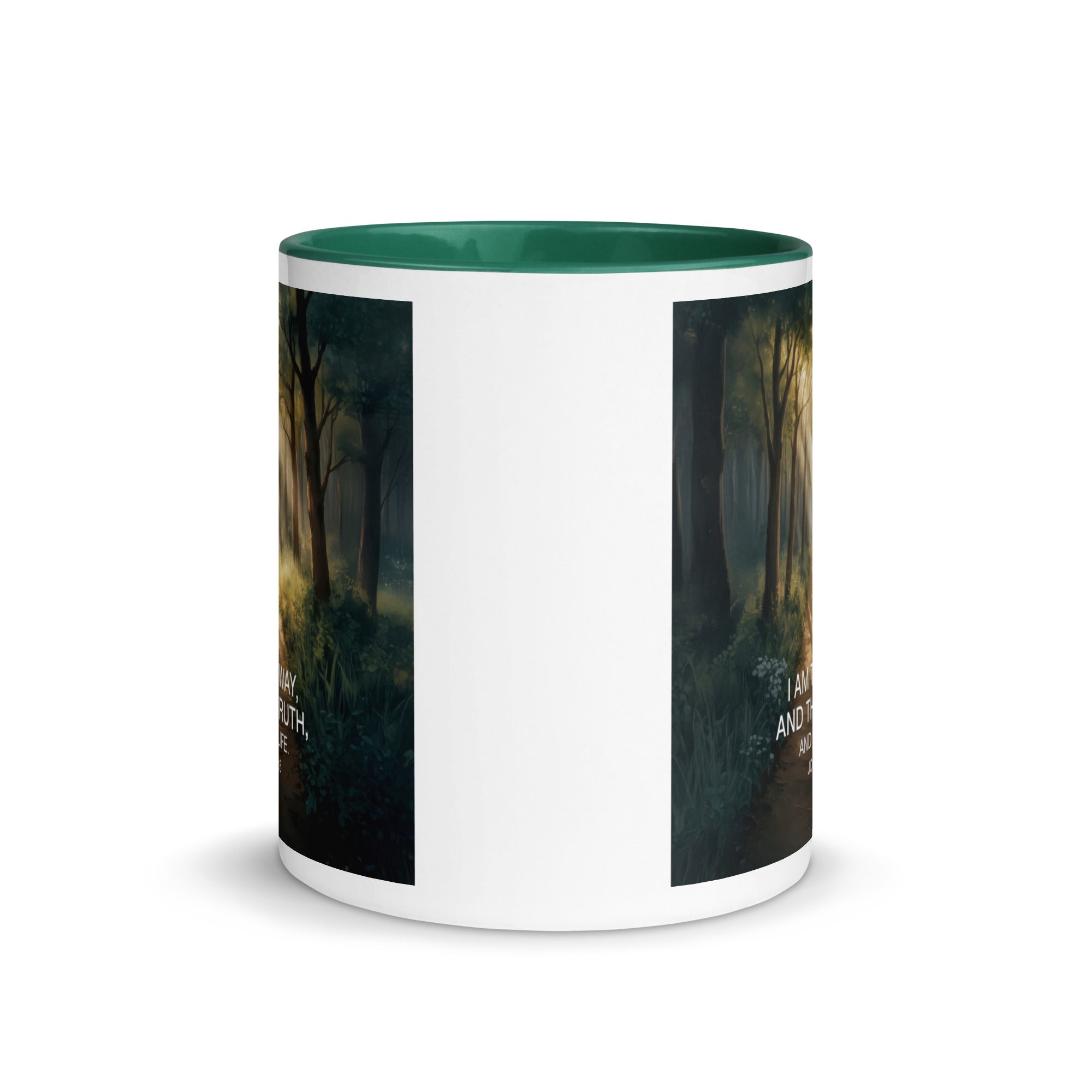 John 14:6 Bible Verse I Am White Ceramic Mug with Color Inside