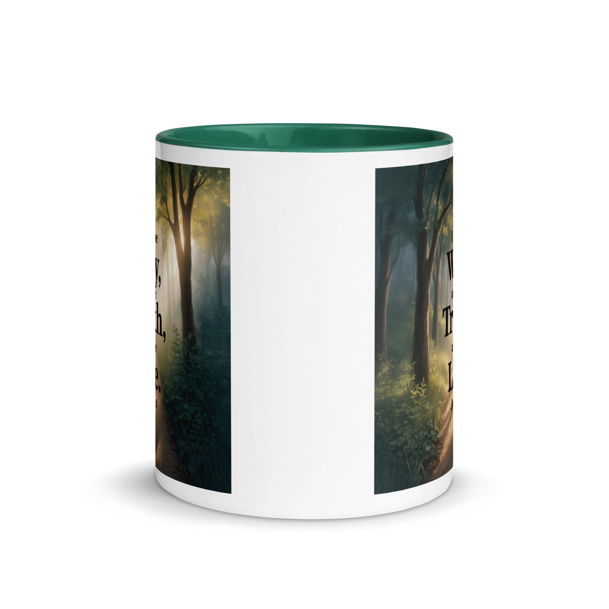 John 14:6 Bible Verse The Life White Ceramic Mug with Color Inside