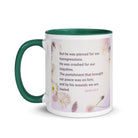 Isaiah 53:5 Bible Verse, by his wounds White Ceramic Mug with Color Inside