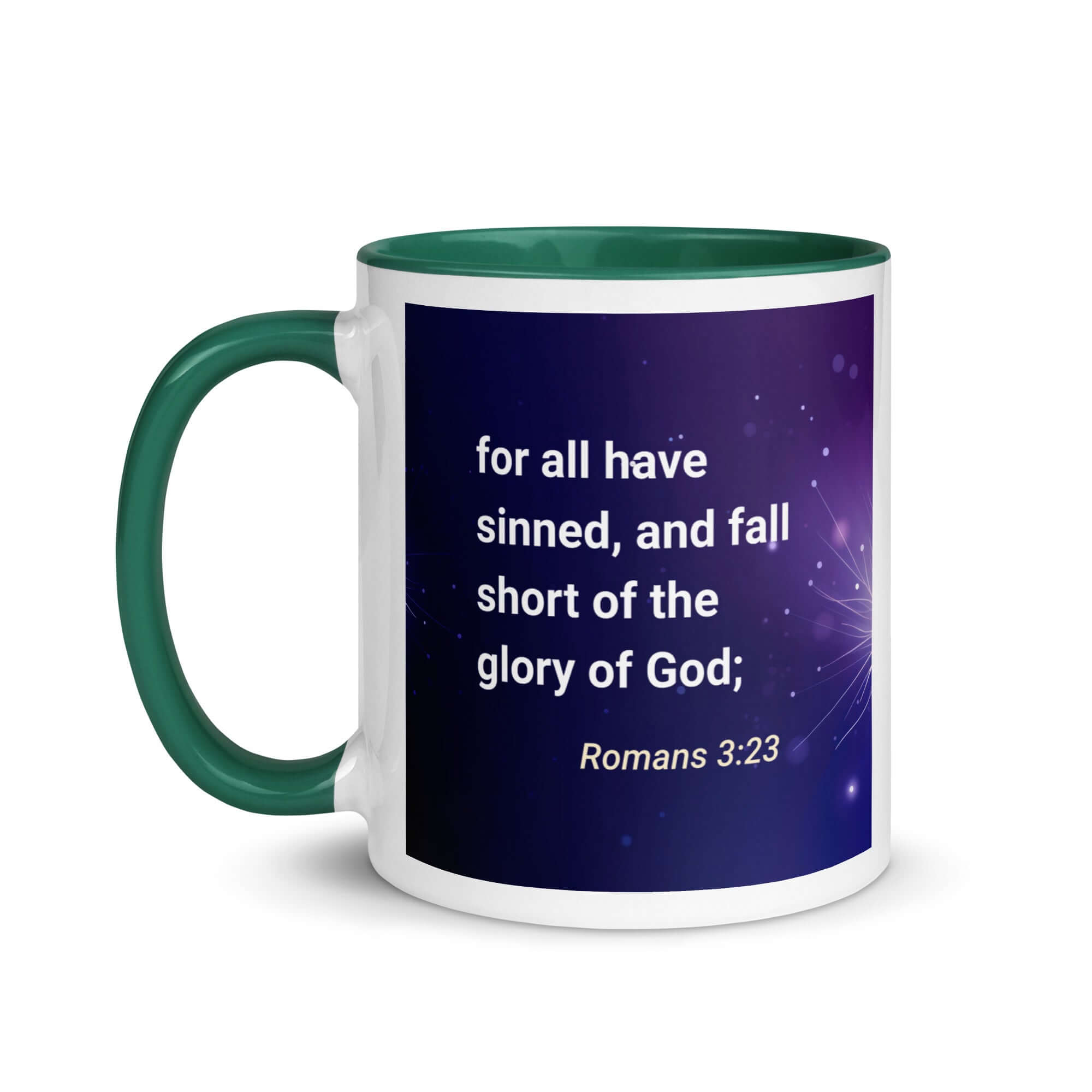 Romans 3:23 Bible Verse, all have sinned White Ceramic Mug with Color Inside