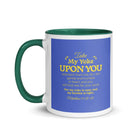 Matthew 11:29-30 Bible Verse, Take my yoke White Ceramic Mug with Color Inside