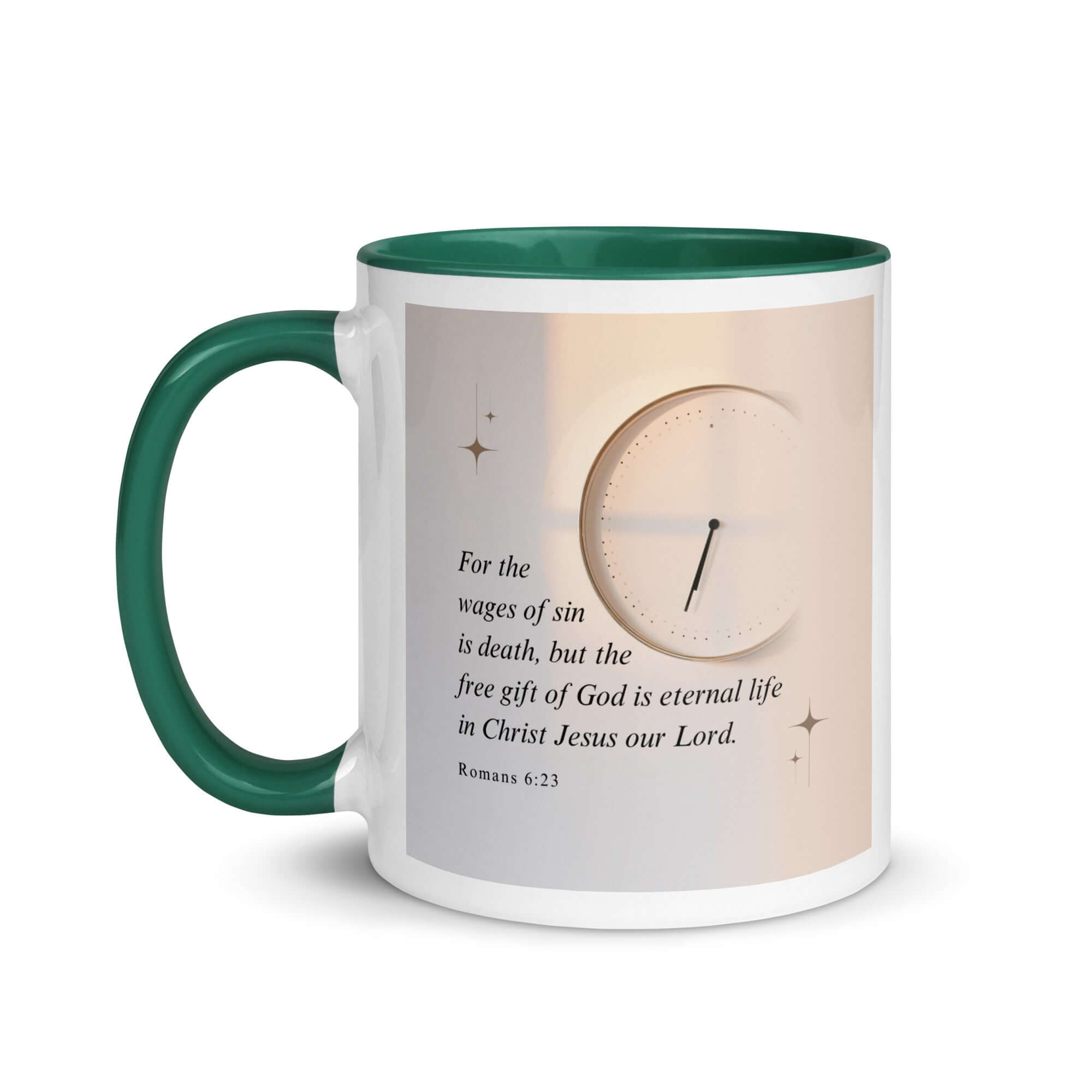 Romans 6:23 Bible Verse, our Lord White Ceramic Mug with Color Inside