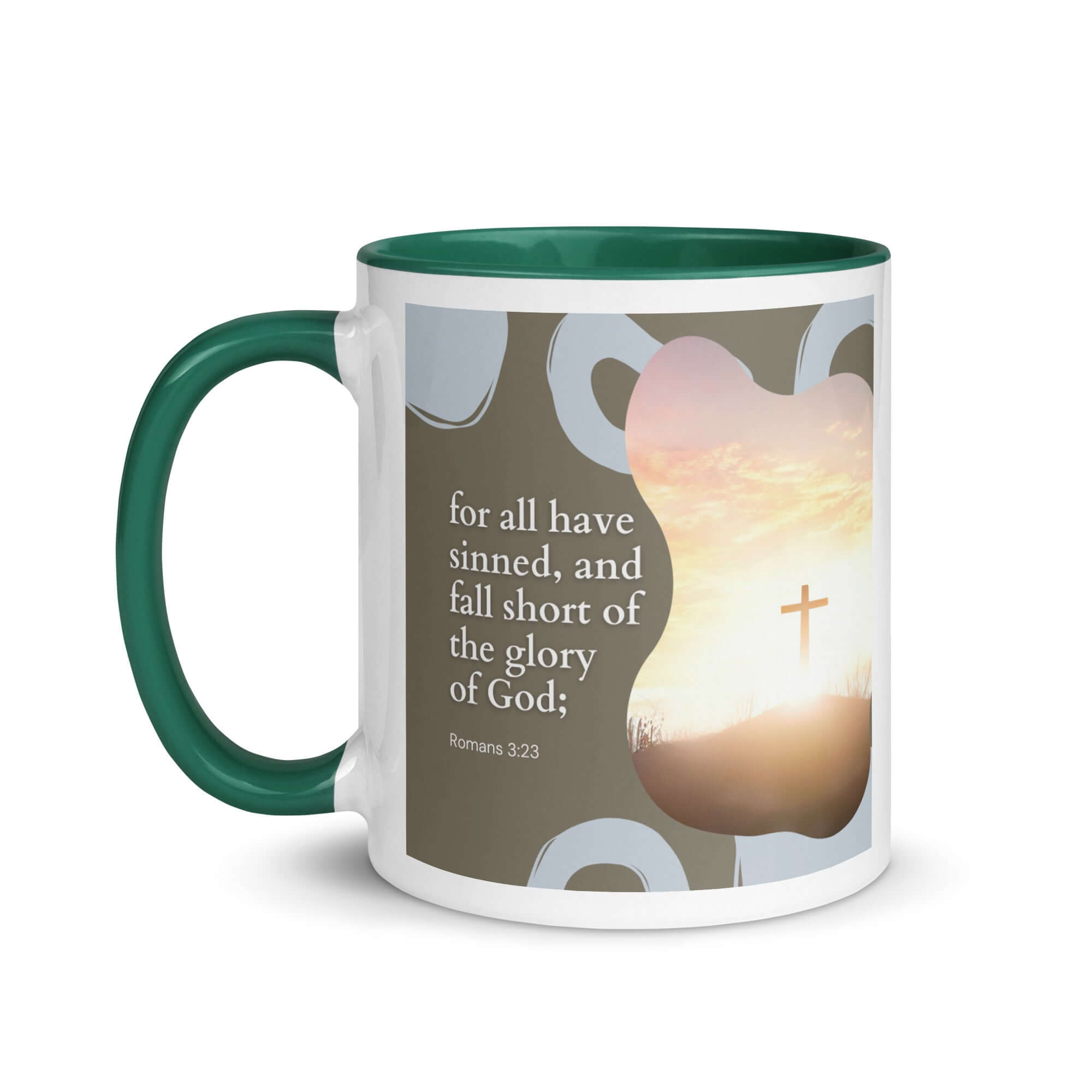 Romans 3:23 Bible Verse, the glory White Ceramic Mug with Color Inside
