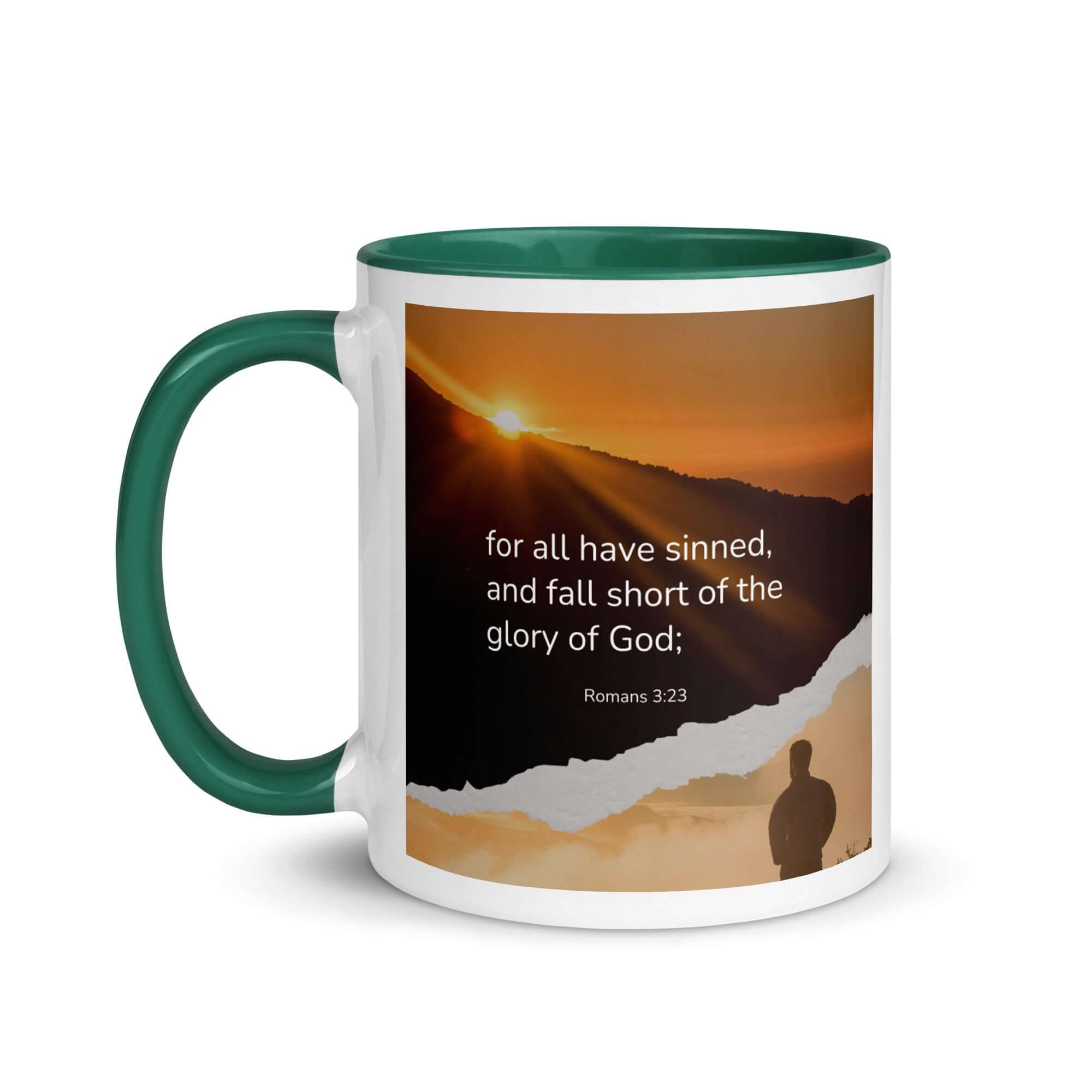 Romans 3:23 Bible Verse, of God White Ceramic Mug with Color Inside