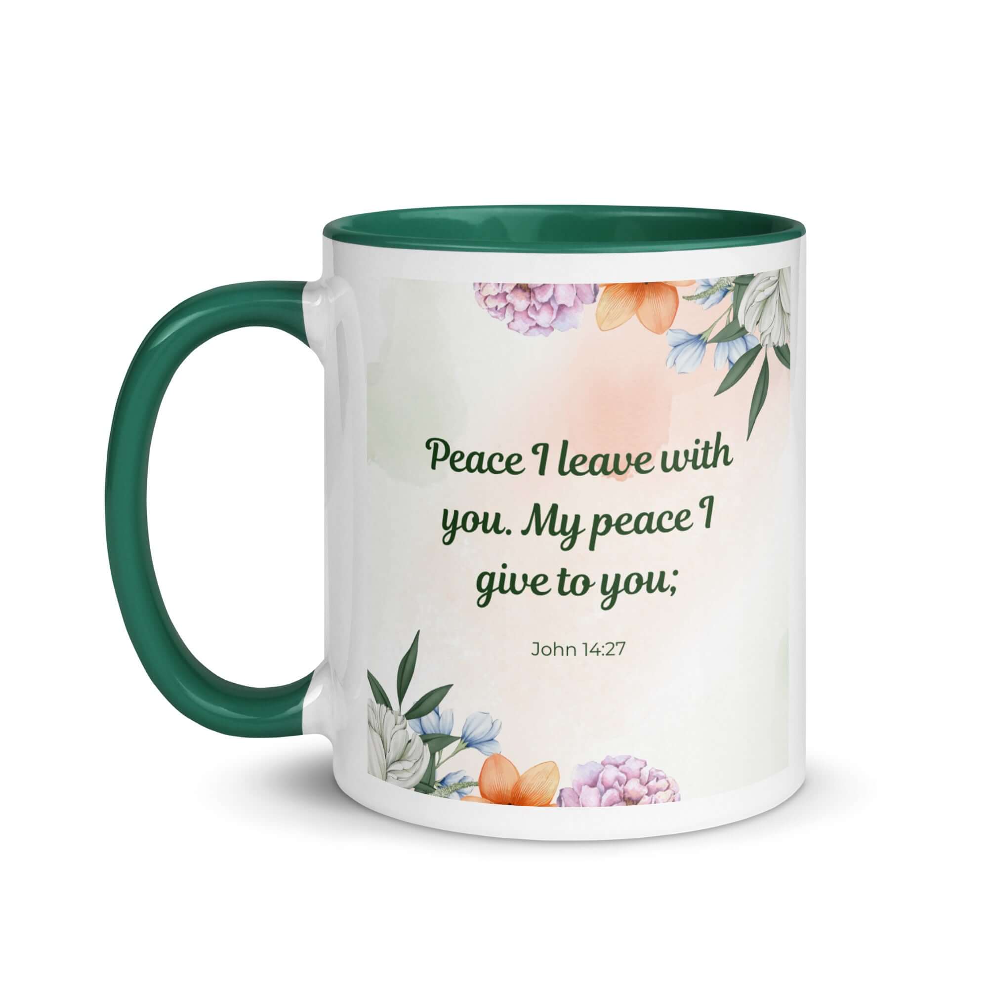 John 14:27 Bible Verse, with you White Ceramic Mug with Color Inside