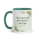 John 14:27 Bible Verse, My peace White Ceramic Mug with Color Inside