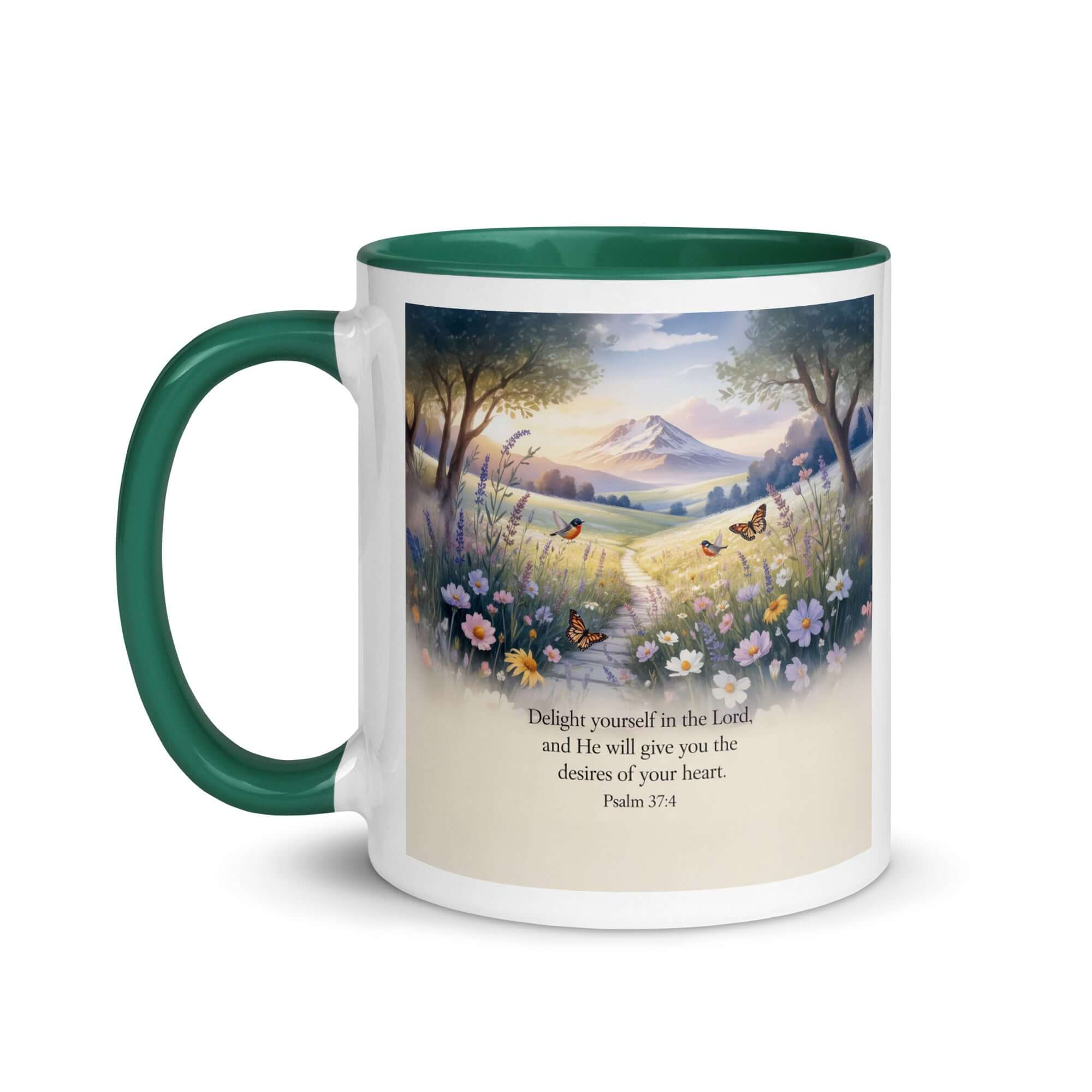 Psalm 37:4 Bible Verse, Delight White Ceramic Mug with Color Inside