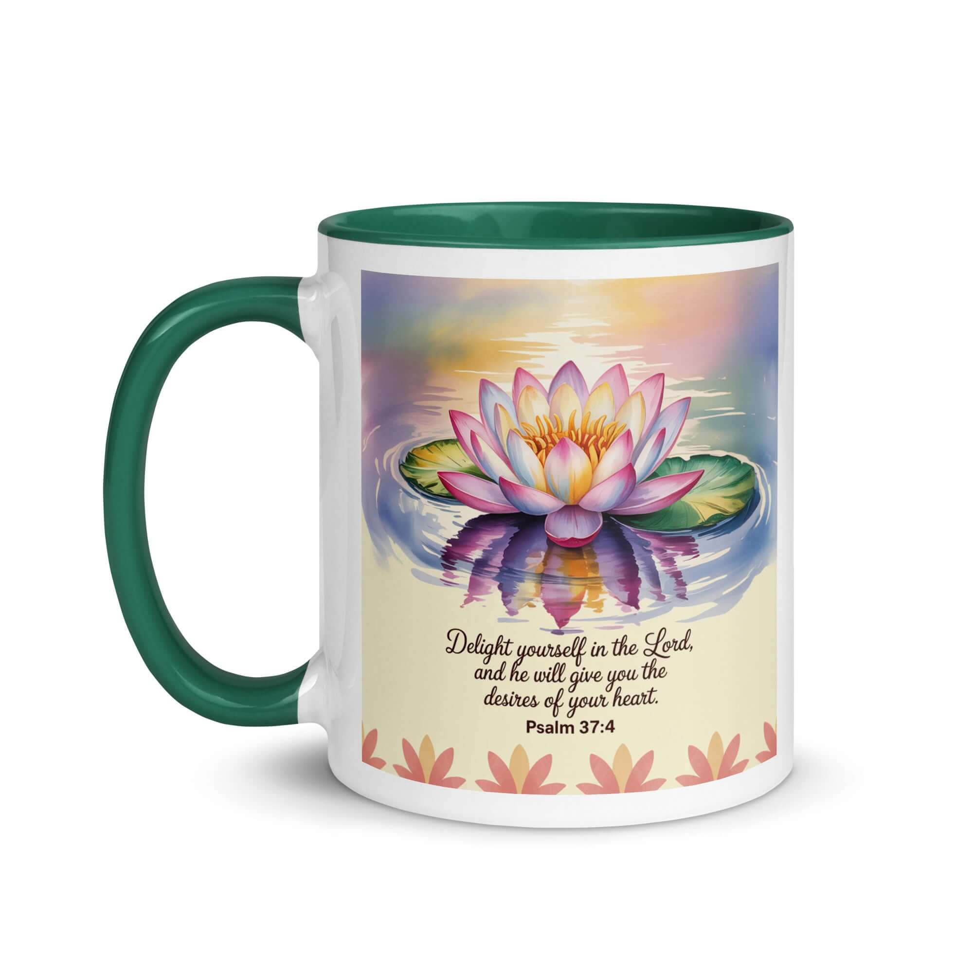 Psalm 37:4 Bible Verse, the Lord White Ceramic Mug with Color Inside