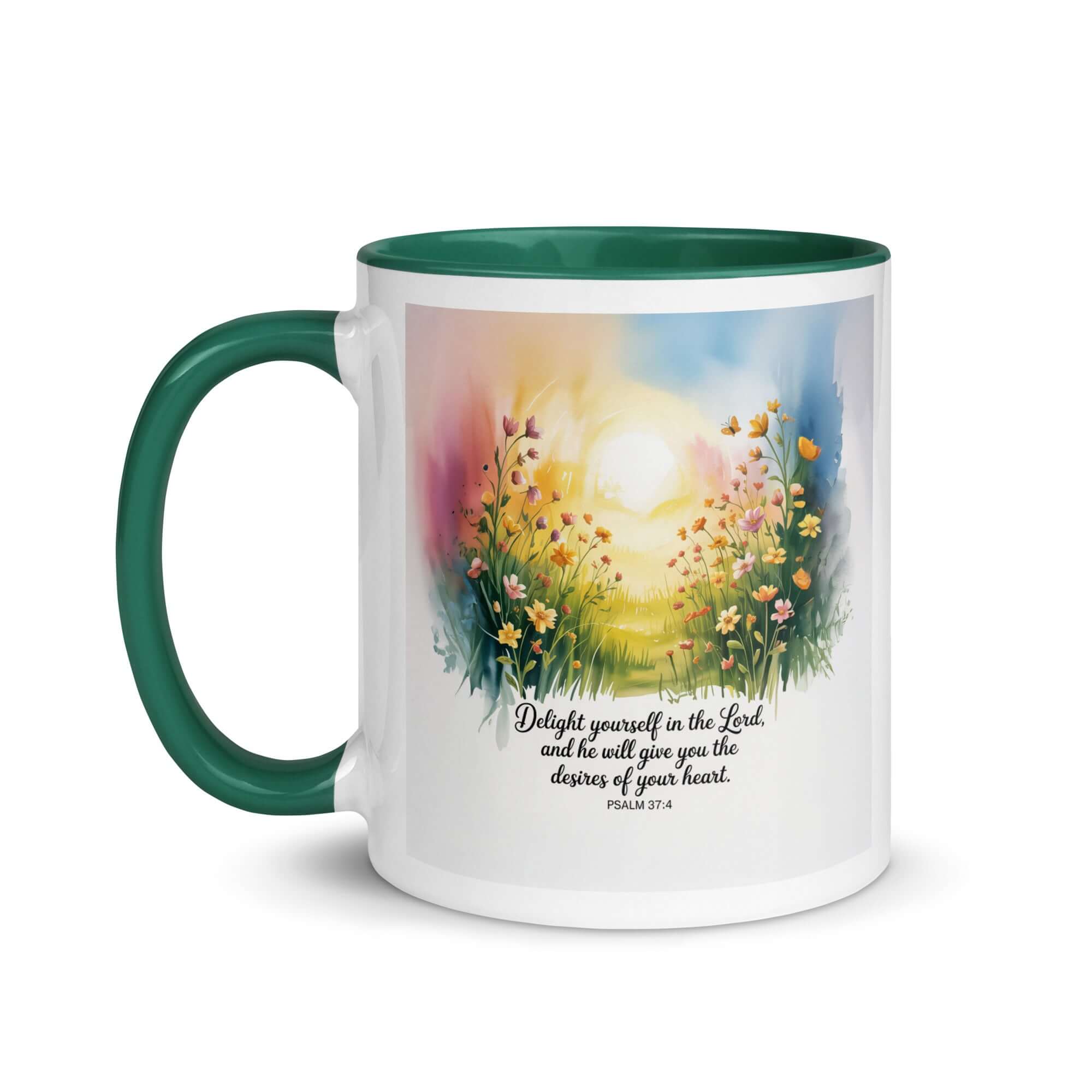 Psalm 37:4 Bible Verse, will give White Ceramic Mug with Color Inside