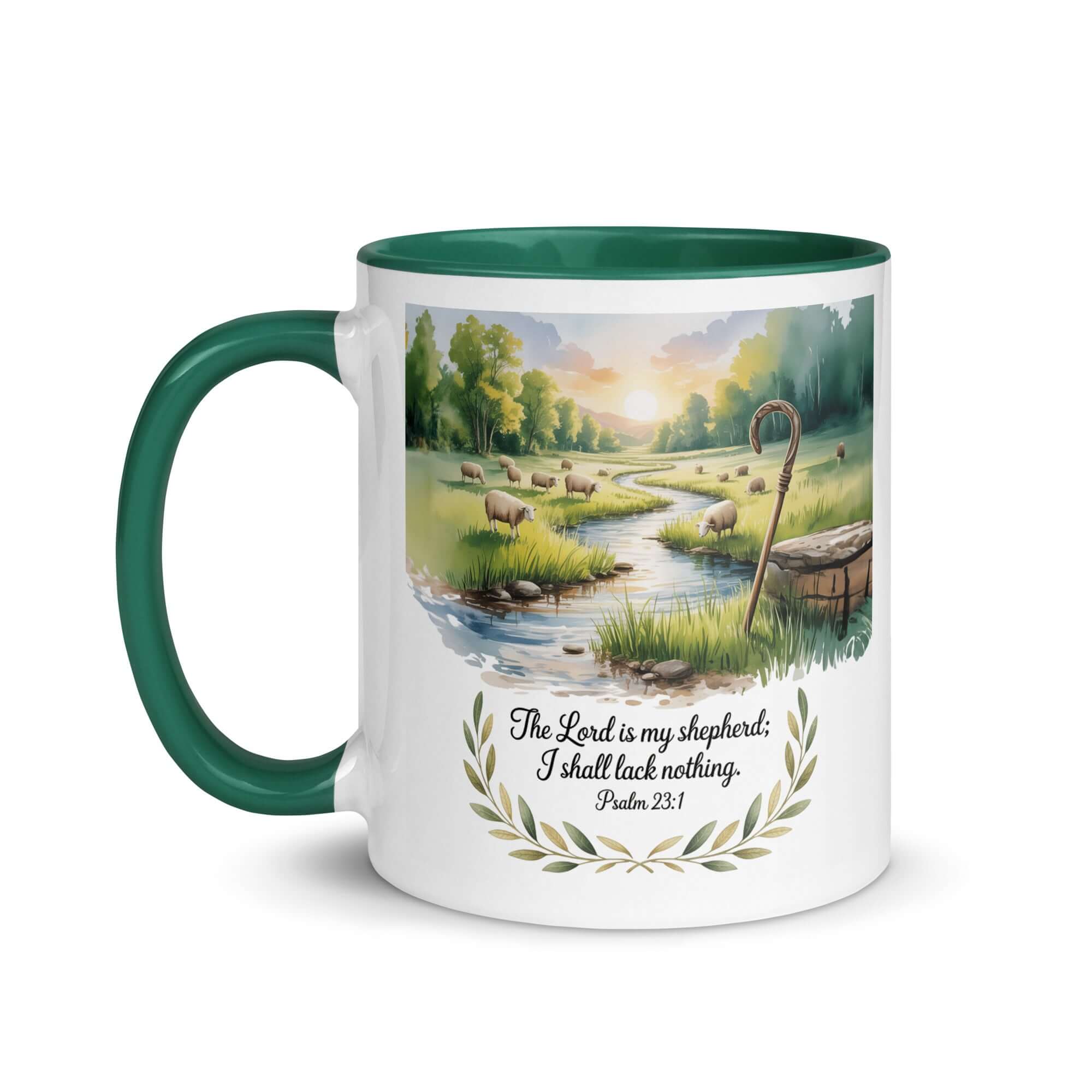 Psalm 23:1 Bible Verse, is my White Ceramic Mug with Color Inside