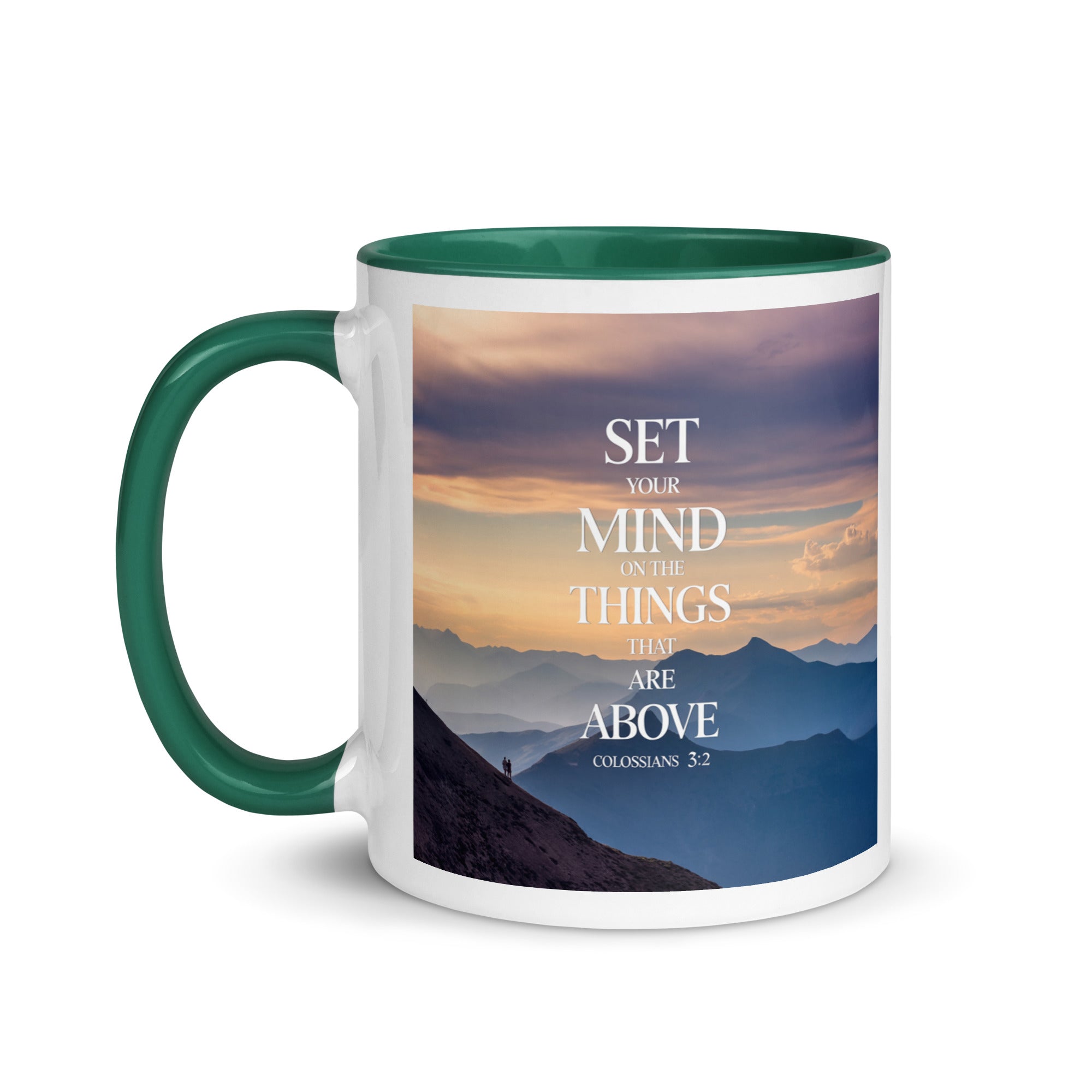 Colossians 3:2 Bible Verse things that White Ceramic Mug with Color Inside