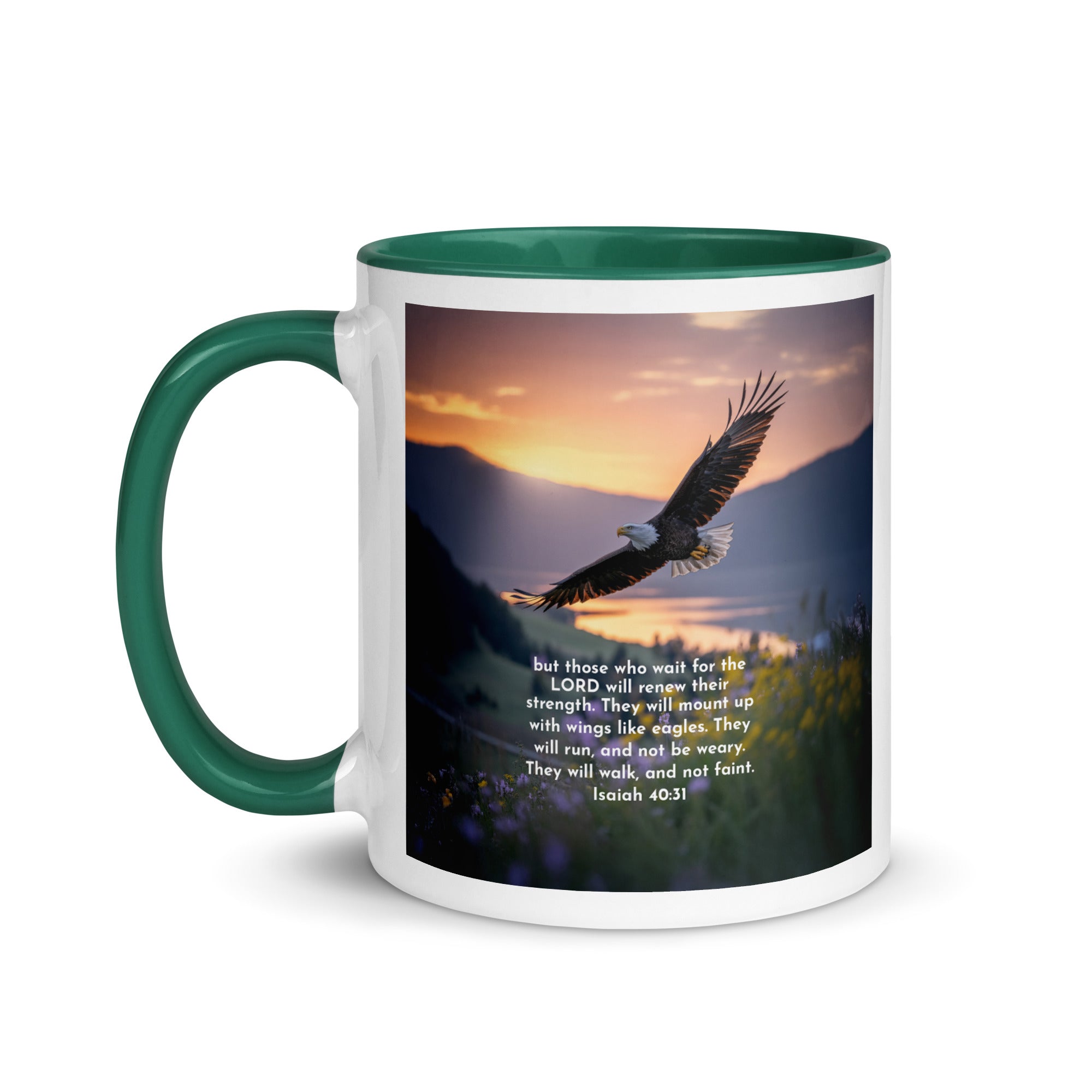 Isaiah 40:31 Bible Verse Renew Strength White Ceramic Mug with Color Inside