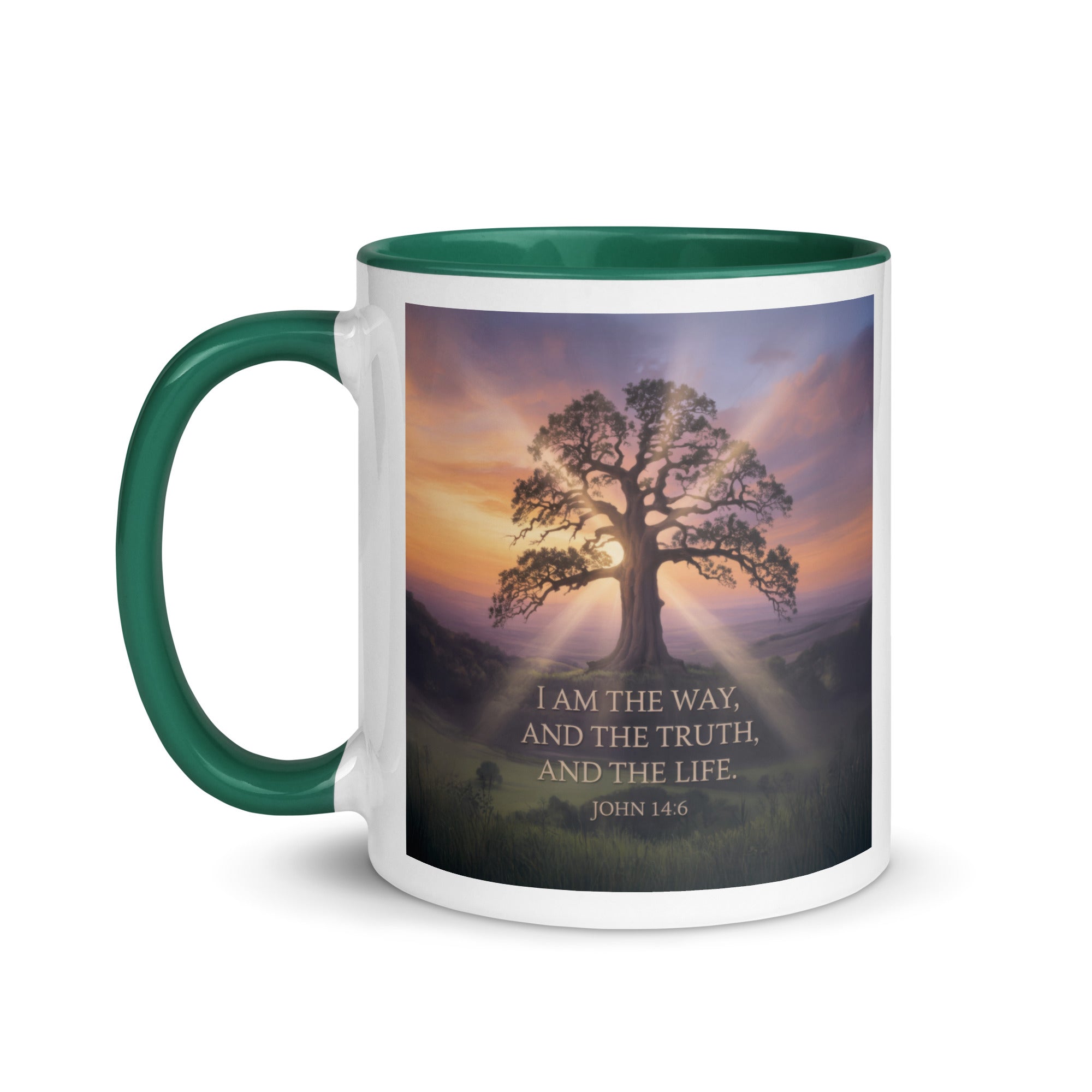 John 14:6 Bible Verse Jesus said White Ceramic Mug with Color Inside