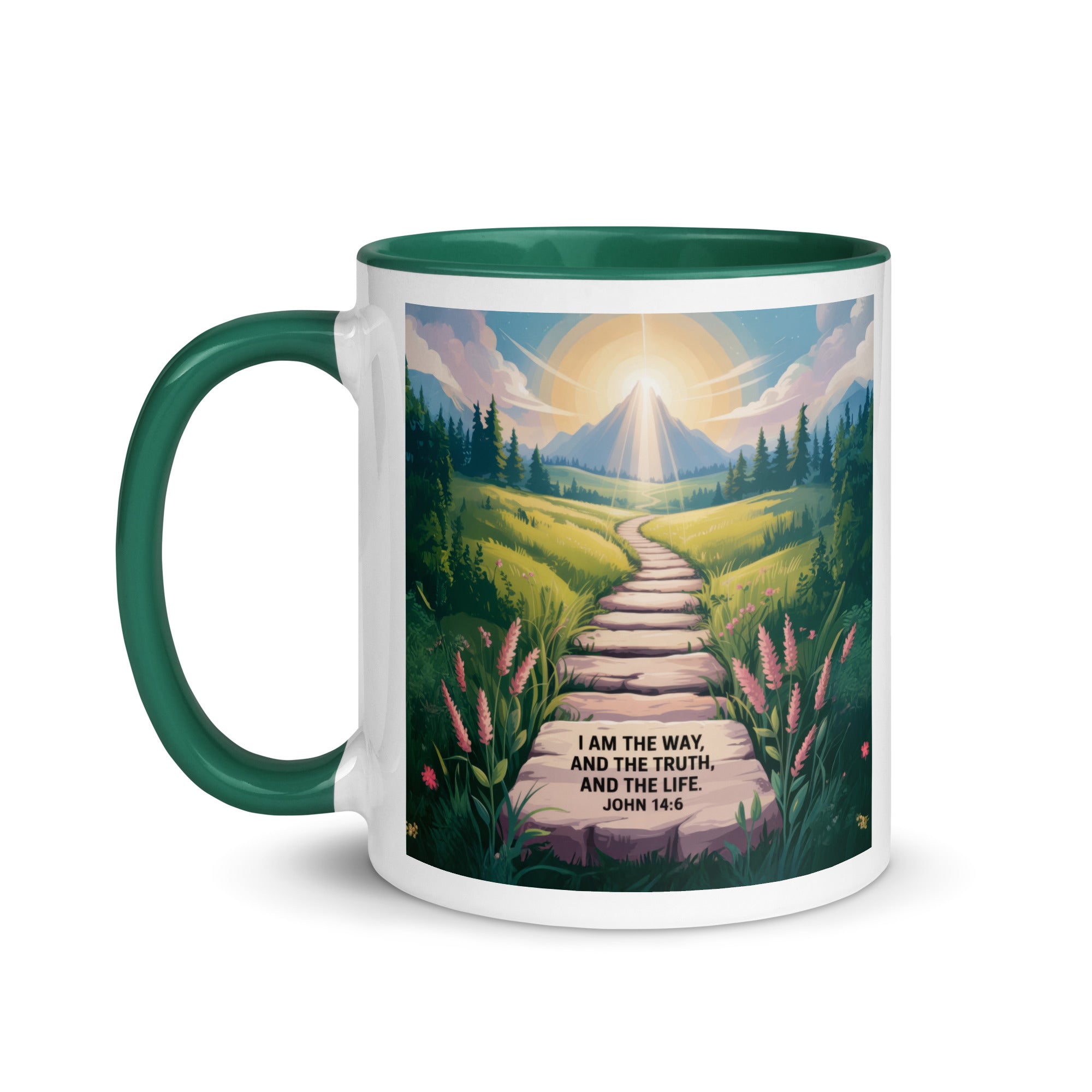 John 14:6 Bible Verse The Truth White Ceramic Mug with Color Inside