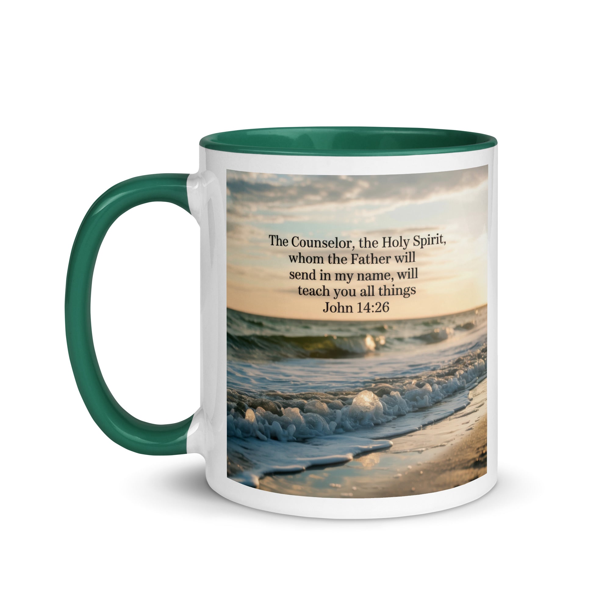 John 14:26 Bible Verse You All White Ceramic Mug with Color Inside