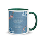 Revelation 21:4 Bible Verse, every tear White Ceramic Mug with Color Inside Dark green 11 oz