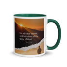 Romans 3:23 Bible Verse, of God White Ceramic Mug with Color Inside Dark green 11 oz