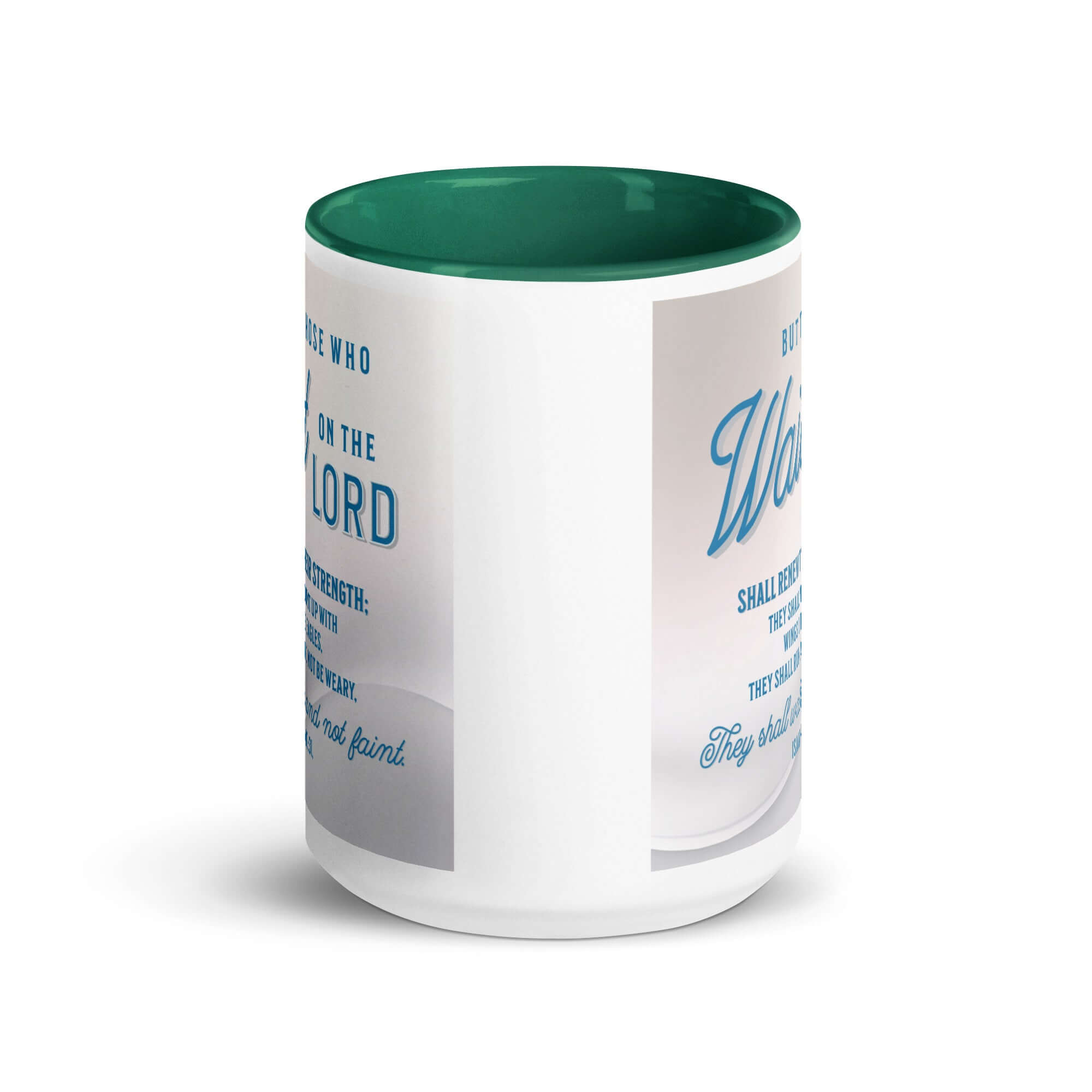 Isaiah 40:31 Bible Verse, Wings like Eagles White Ceramic Mug with Color Inside