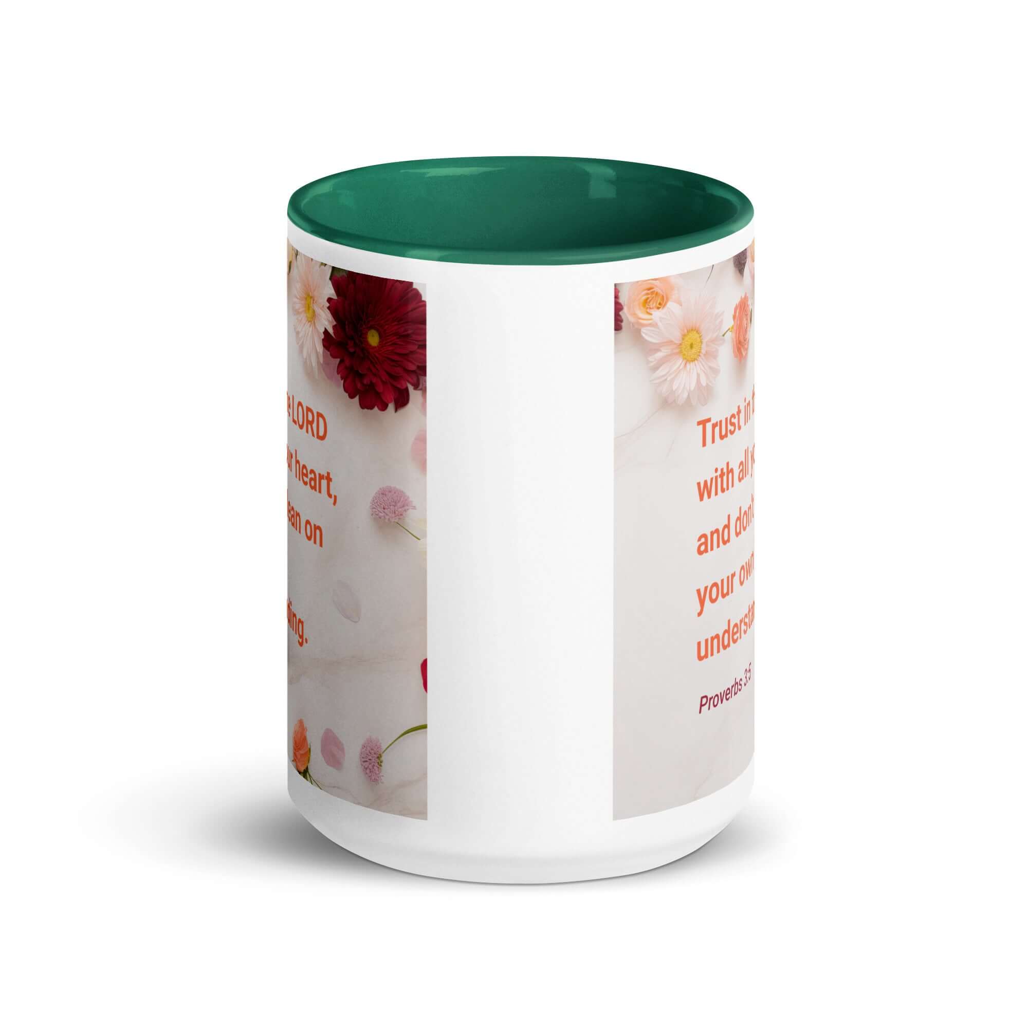 Proverbs 3:5 Bible Verse, Trust in the LORD White Ceramic Mug with Color Inside