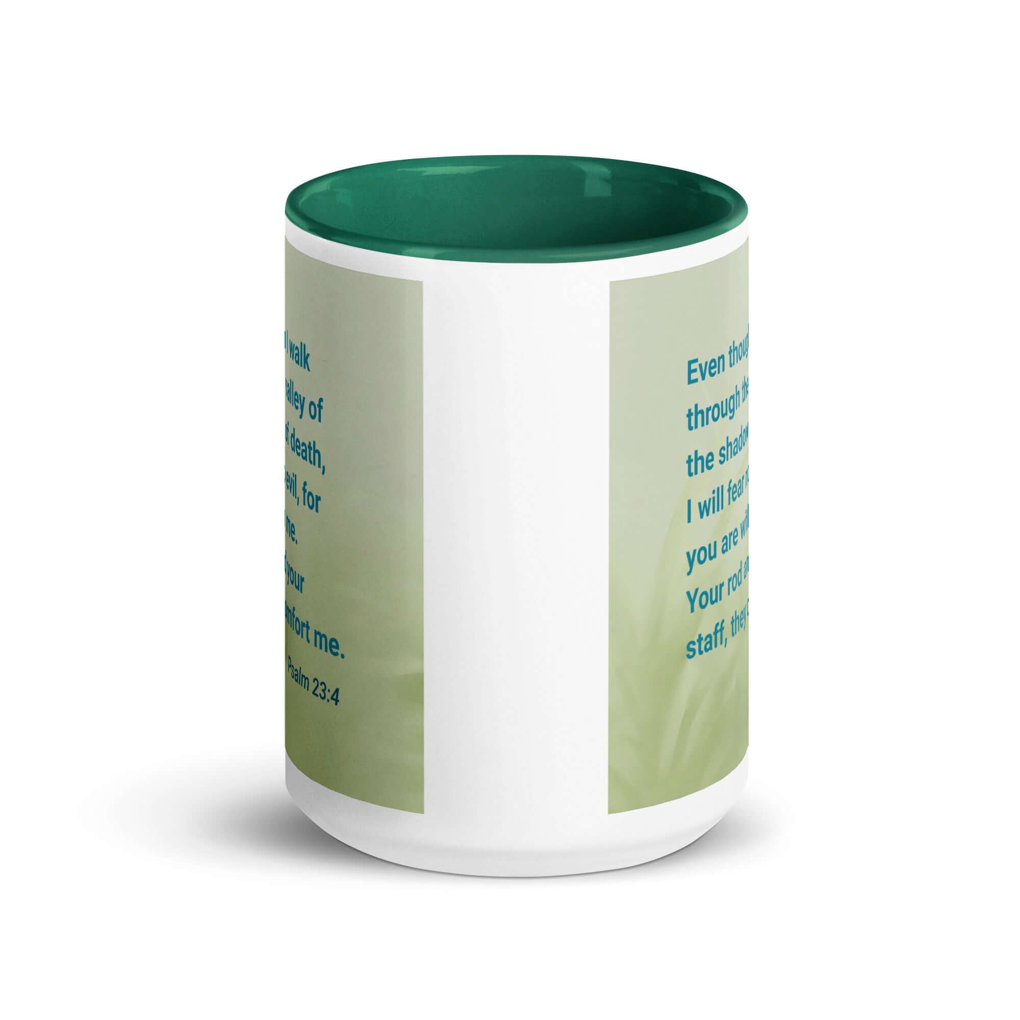 Psalm 23:4 Bible Verse, fear no evil White Ceramic Mug with Color Inside