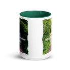 Revelation 3:20 Bible Verse, Garden Doorway White Ceramic Mug with Color Inside