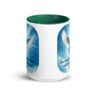 John 14:26 Bible Verse, Holy Spirit Dove White Ceramic Mug with Color Inside