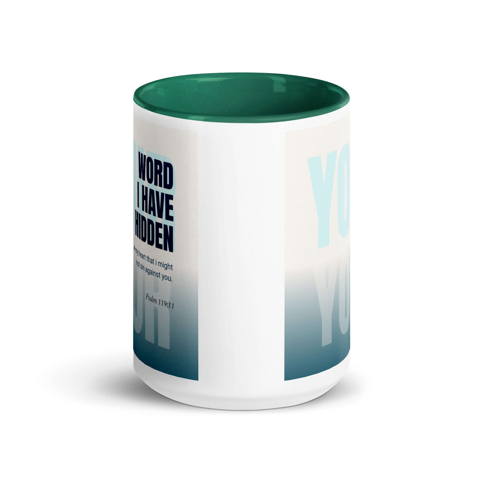 Psalm 119:11 Bible Verse, hidden your word White Ceramic Mug with Color Inside