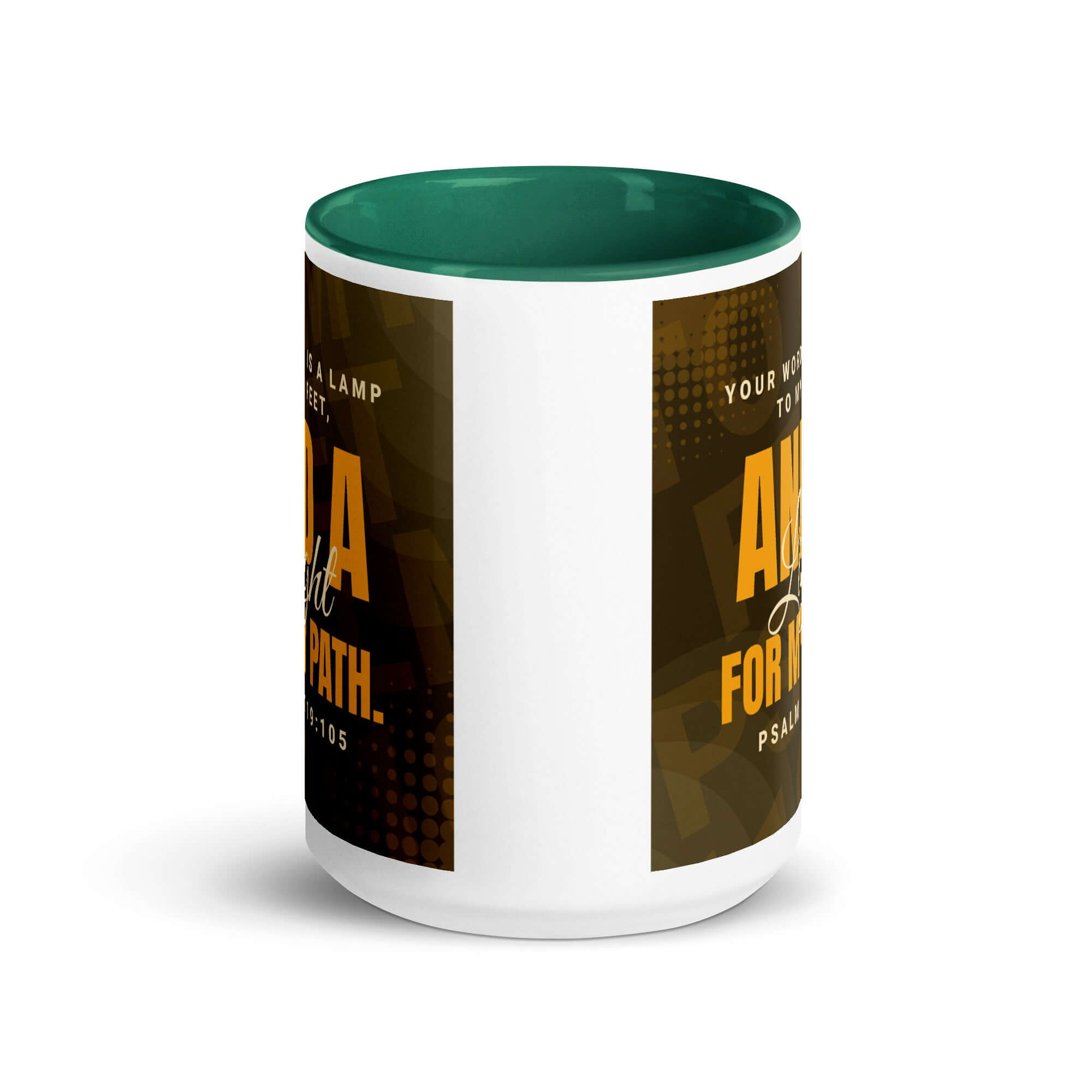 Psalm 119:105 Bible Verse, lamp to my feet White Ceramic Mug with Color Inside