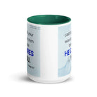 1 Peter 5:7 Bible Verse, casting all your worries on Him White Ceramic Mug with Color Inside