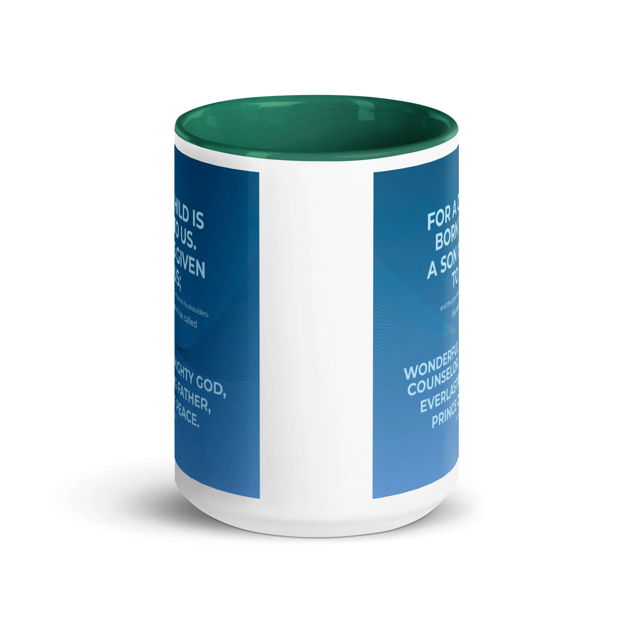 Isaiah 9:6 Bible Verse, Everlasting Father White Ceramic Mug with Color Inside