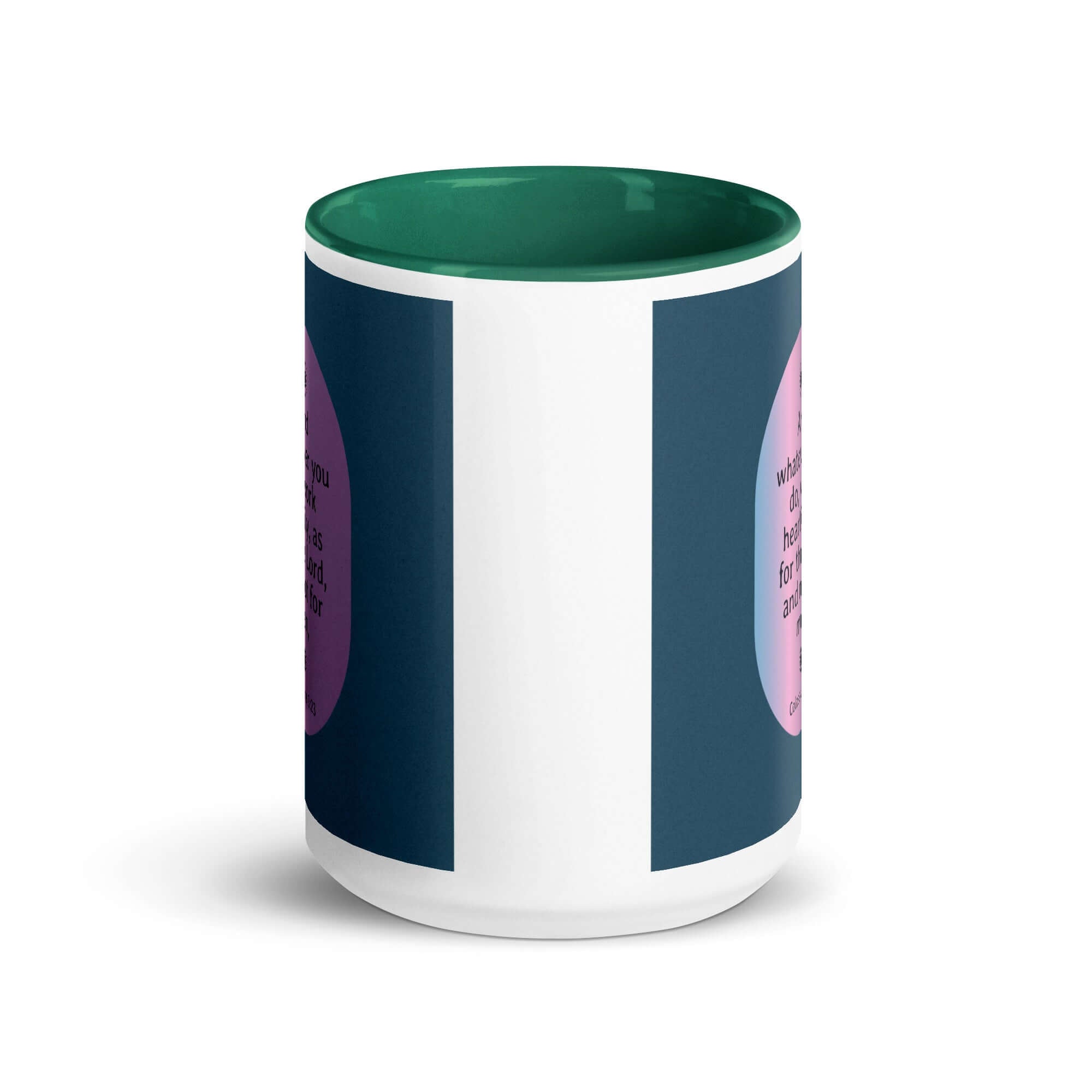 Colossians 3:23 Bible Verse, work heartily White Ceramic Mug with Color Inside