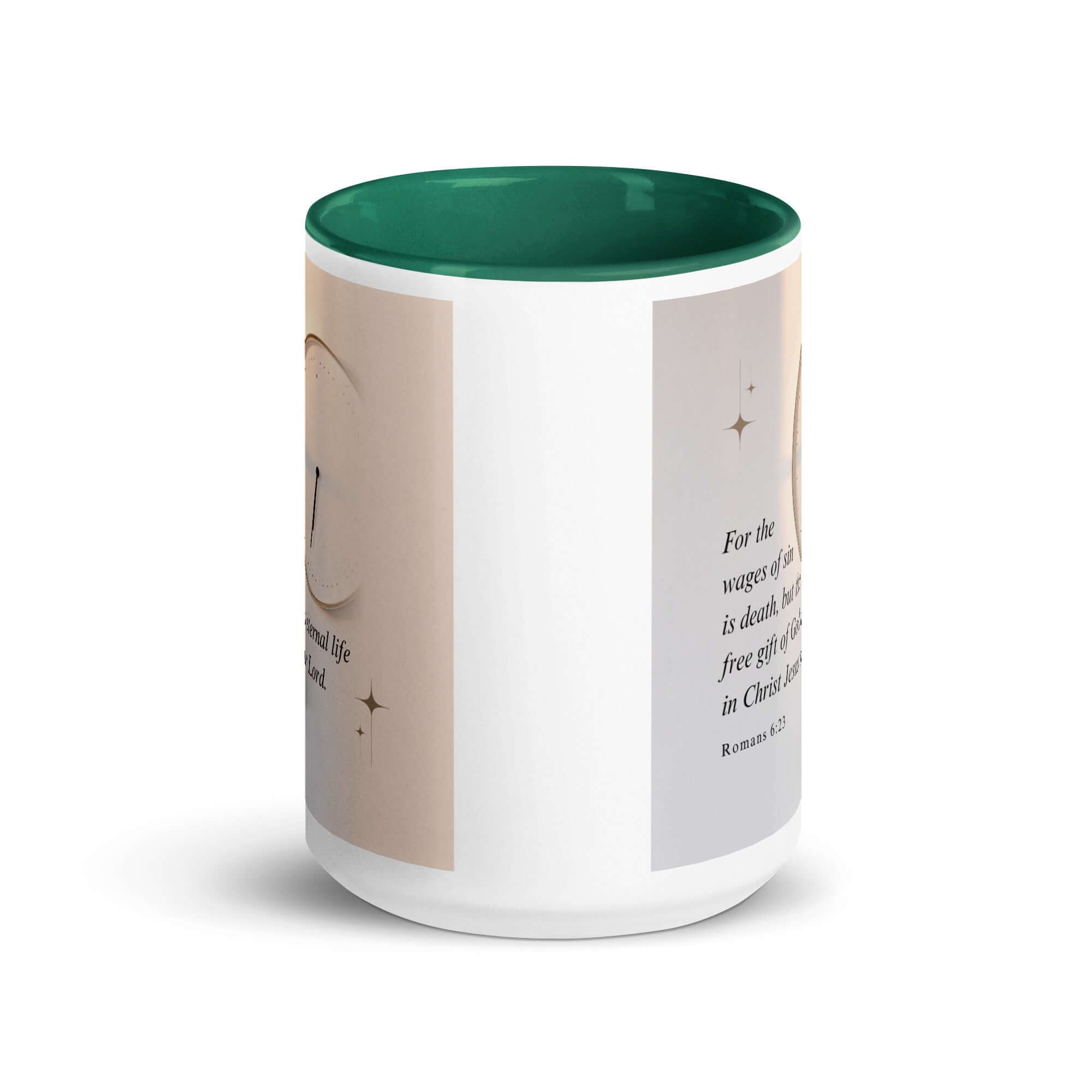 Romans 6:23 Bible Verse, our Lord White Ceramic Mug with Color Inside