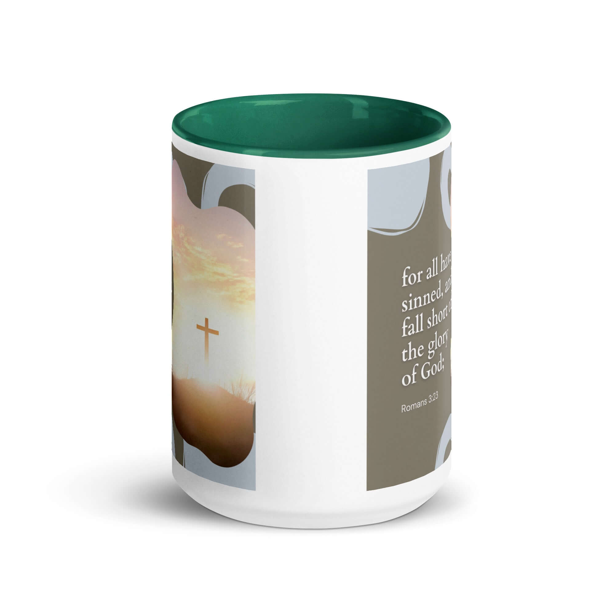 Romans 3:23 Bible Verse, the glory White Ceramic Mug with Color Inside