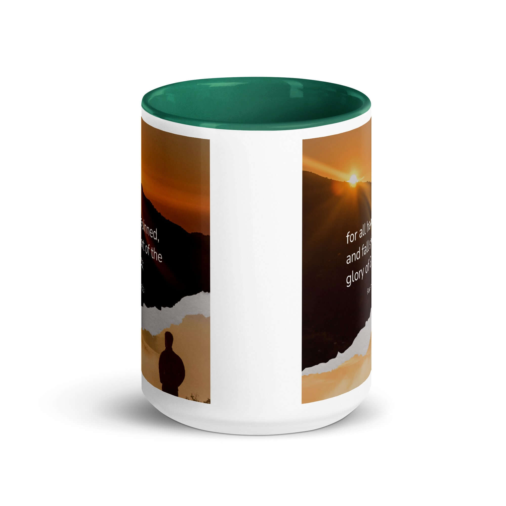 Romans 3:23 Bible Verse, of God White Ceramic Mug with Color Inside