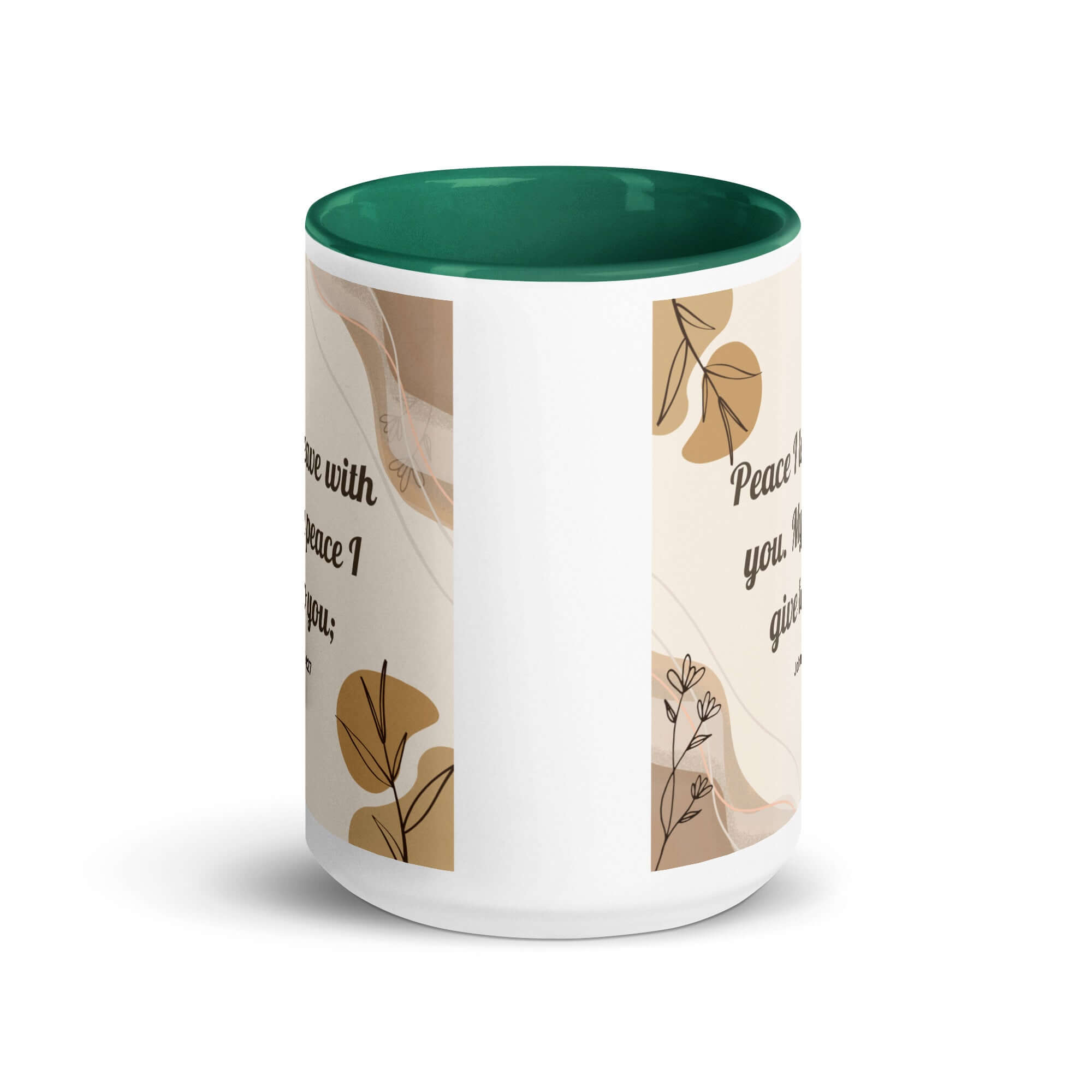 John 14:27 Bible Verse, Peace I White Ceramic Mug with Color Inside