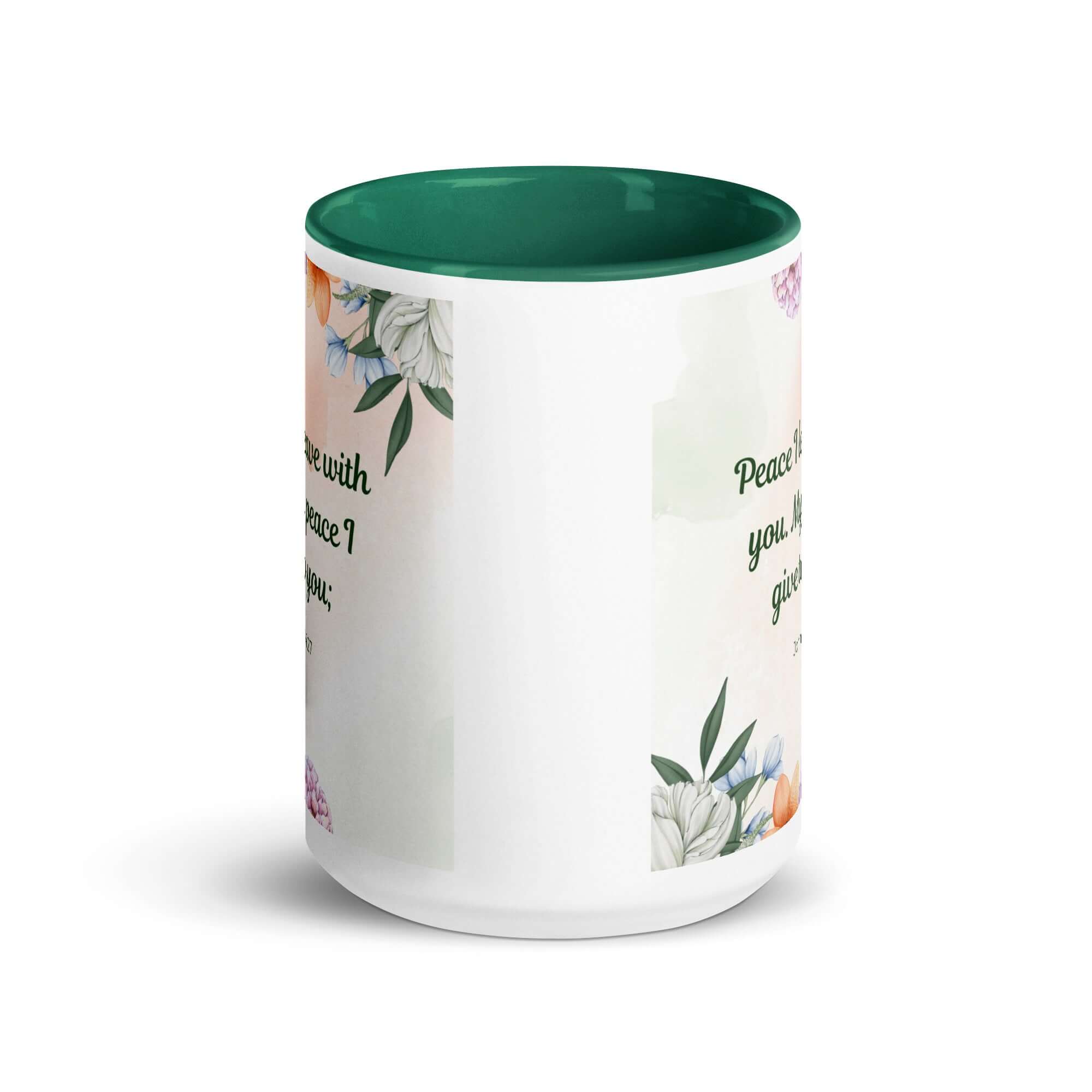 John 14:27 Bible Verse, with you White Ceramic Mug with Color Inside