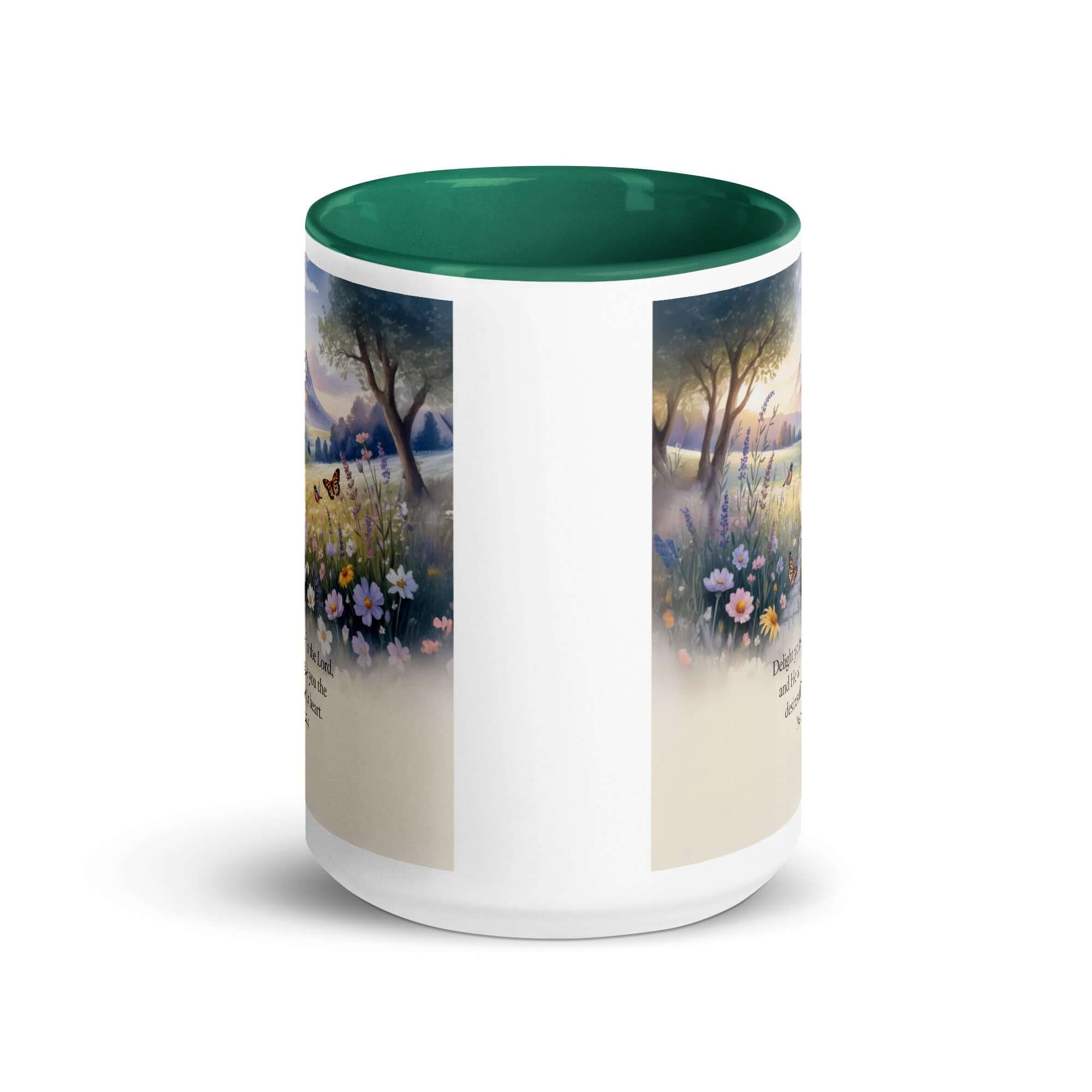 Psalm 37:4 Bible Verse, Delight White Ceramic Mug with Color Inside