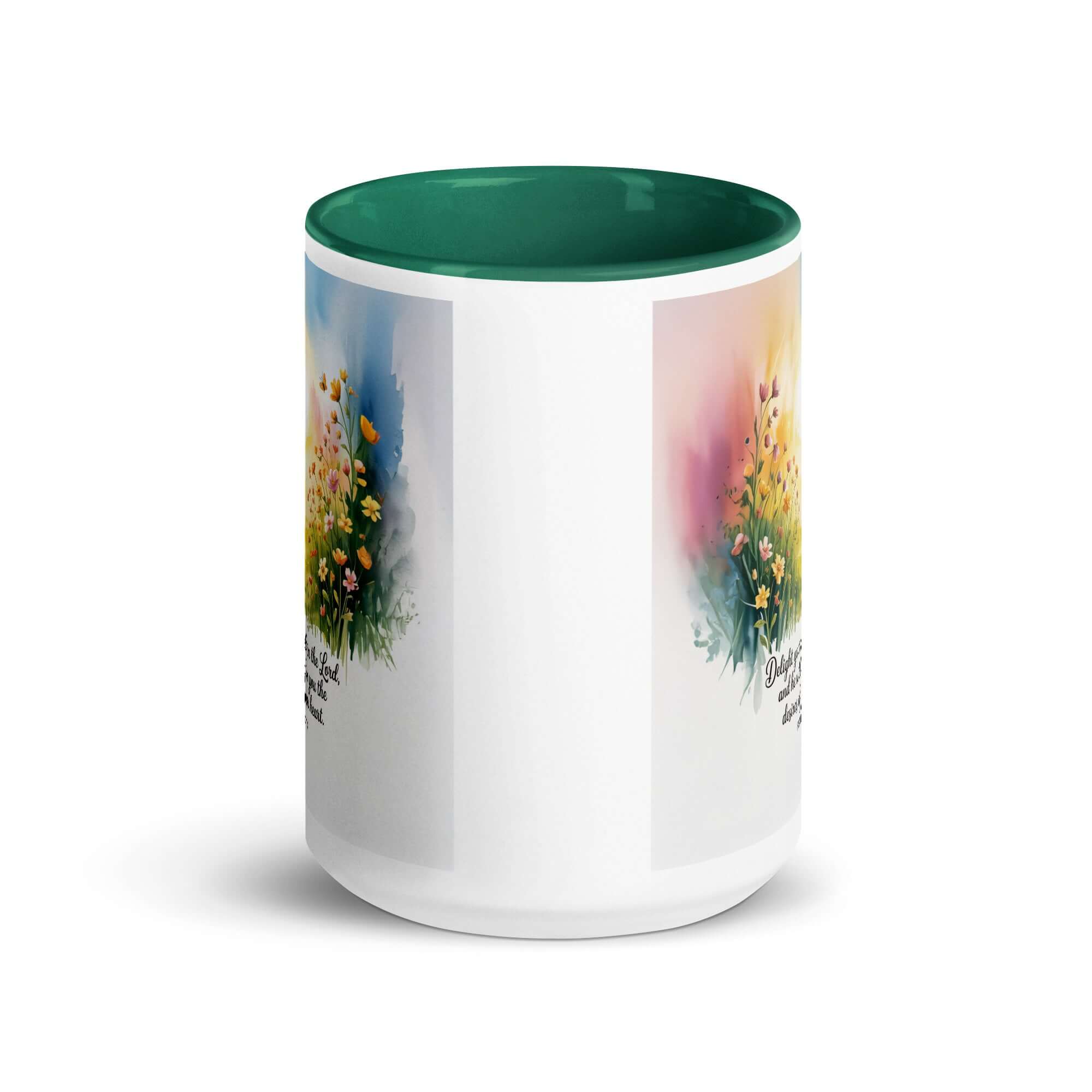 Psalm 37:4 Bible Verse, will give White Ceramic Mug with Color Inside