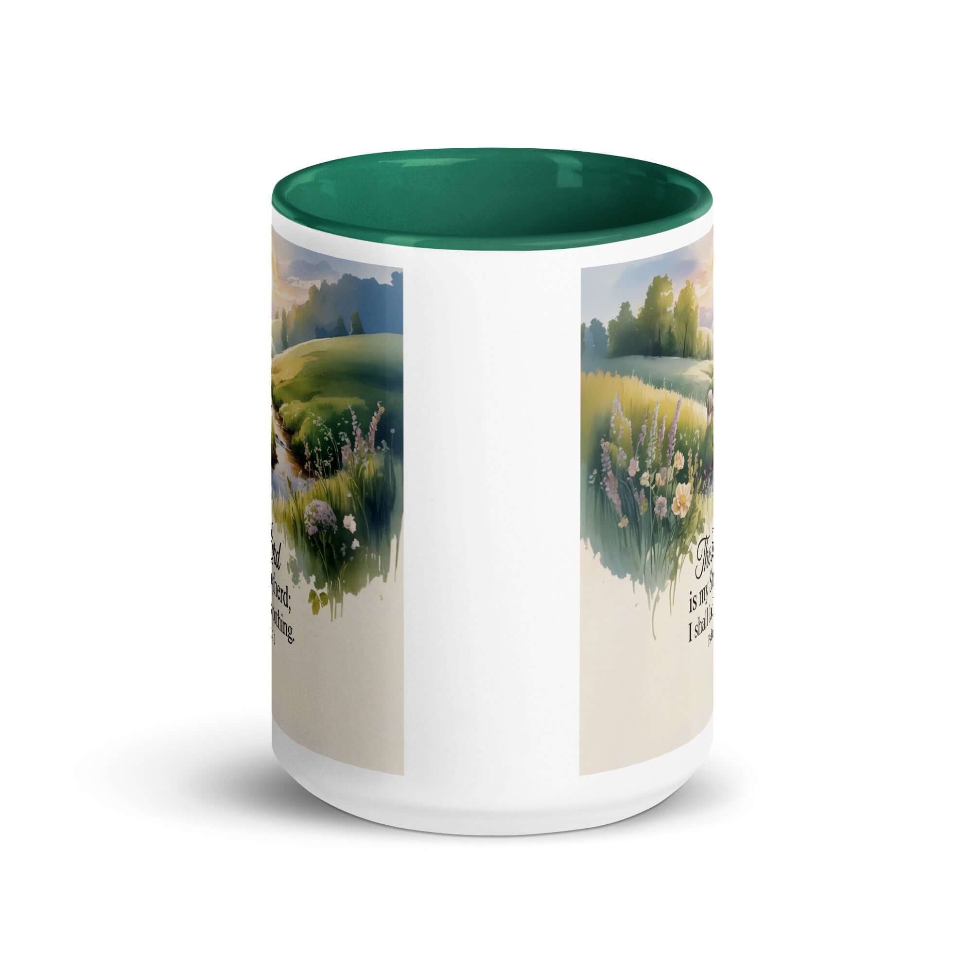Psalm 23:1 Bible Verse, Lord White Ceramic Mug with Color Inside