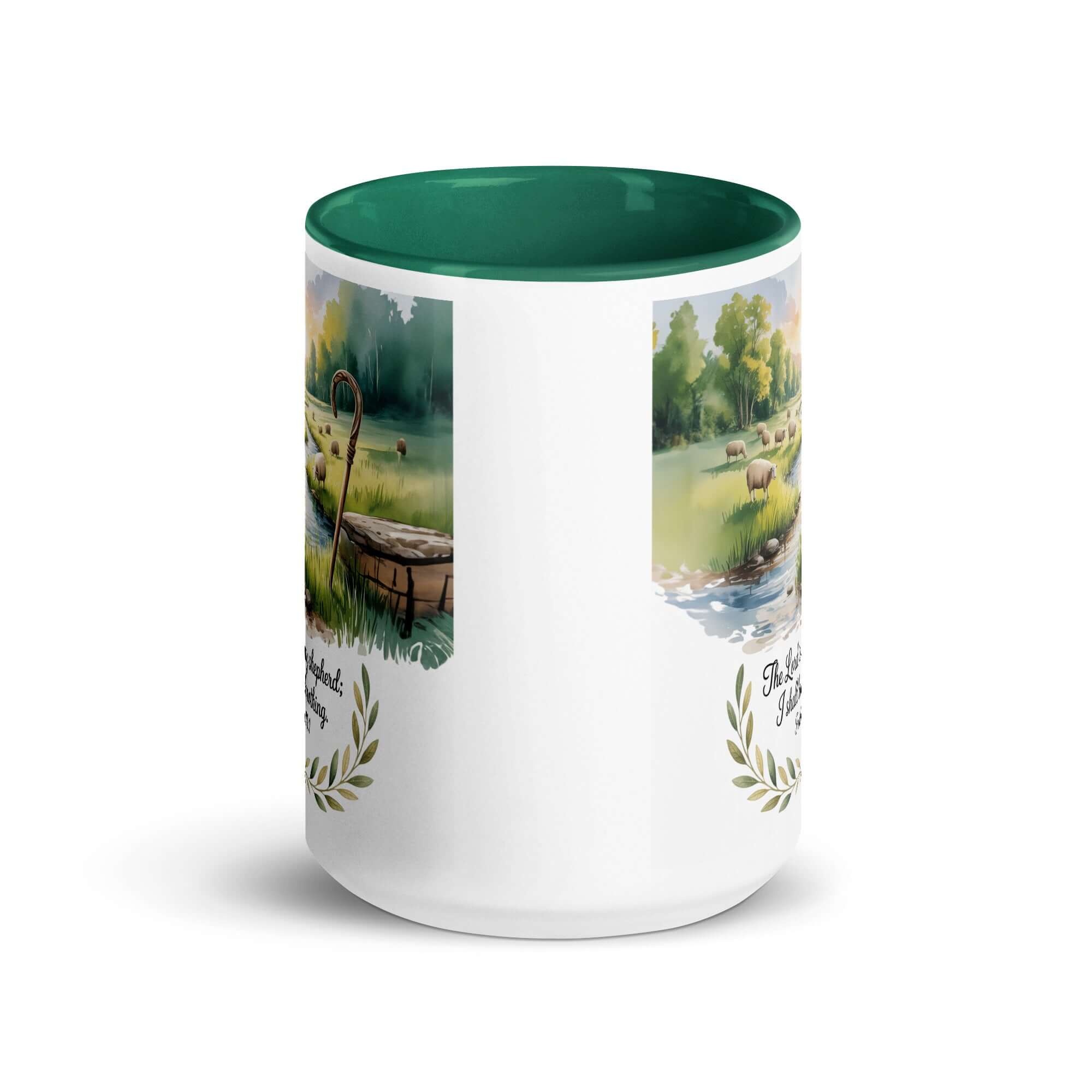 Psalm 23:1 Bible Verse, is my White Ceramic Mug with Color Inside