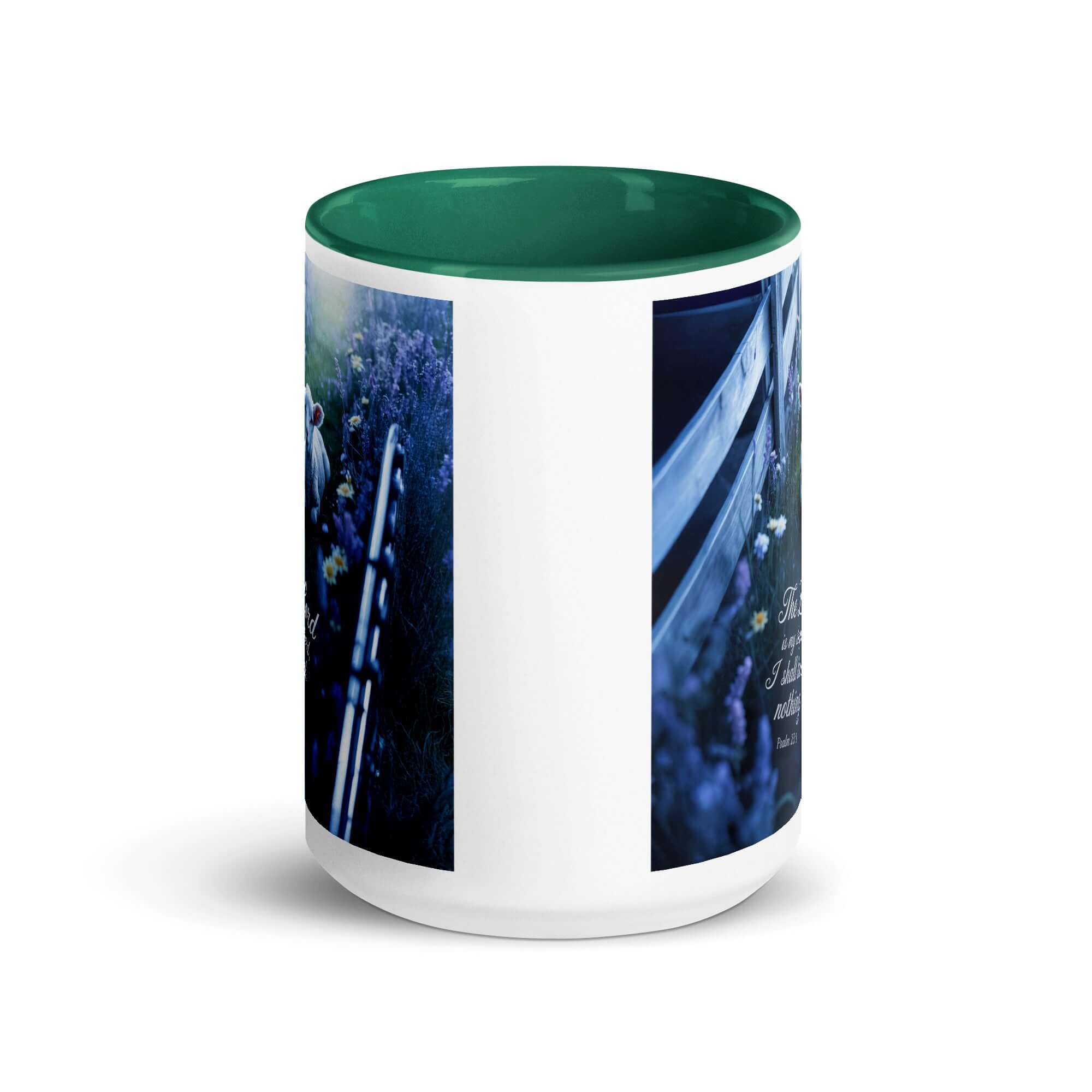 Psalm 23:1 Bible Verse, Shepherd White Ceramic Mug with Color Inside