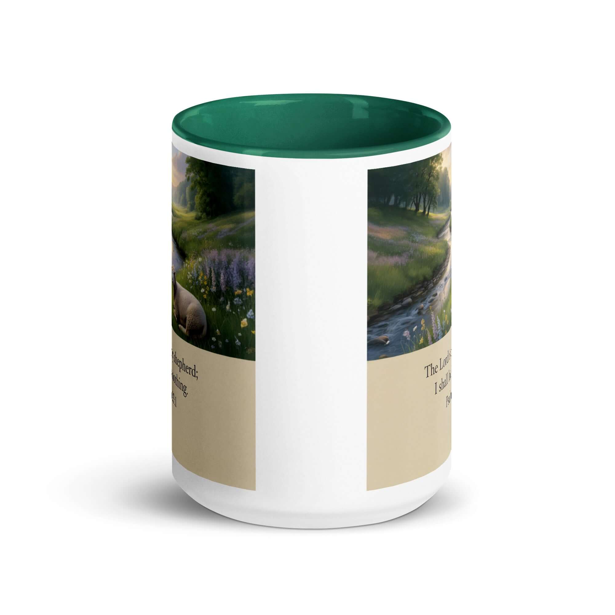 Psalm 23:1 Bible Verse, I shall White Ceramic Mug with Color Inside