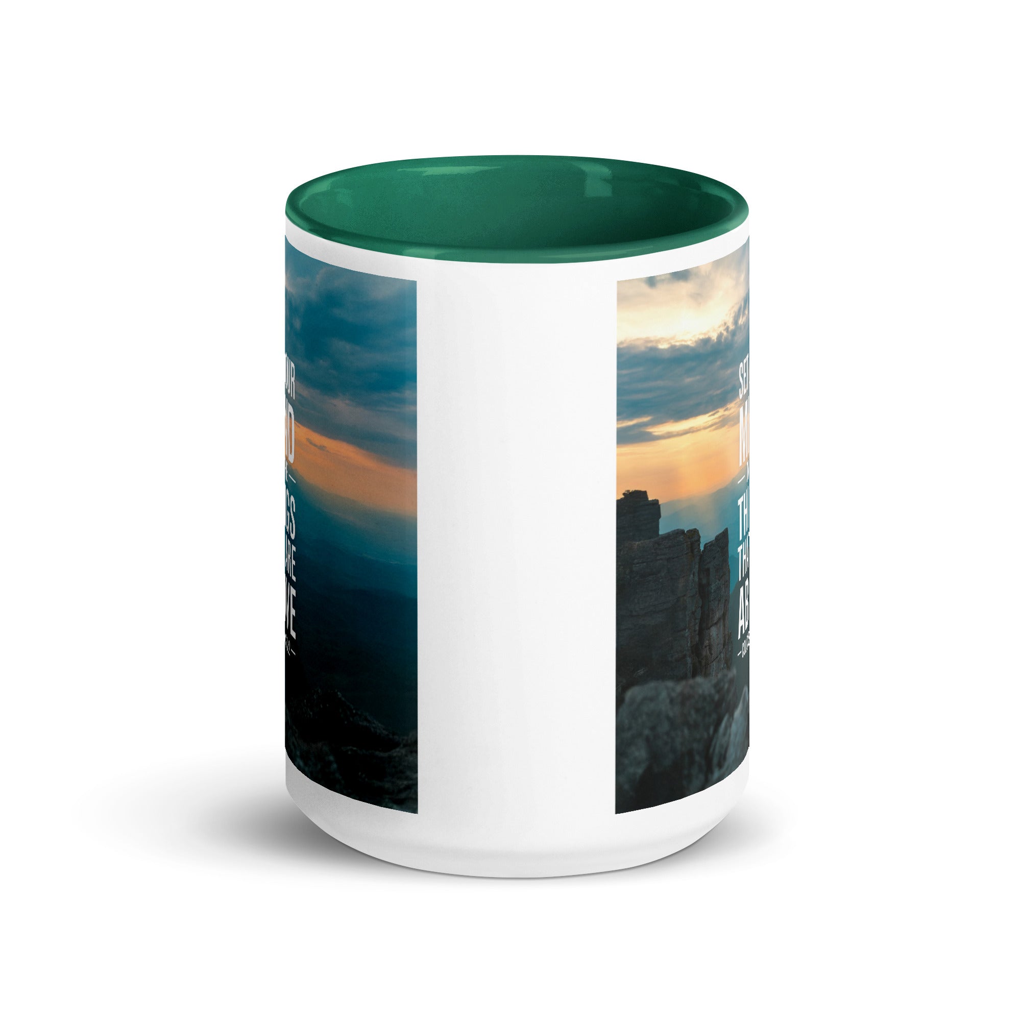 Colossians 3:2 Bible Verse on the White Ceramic Mug with Color Inside