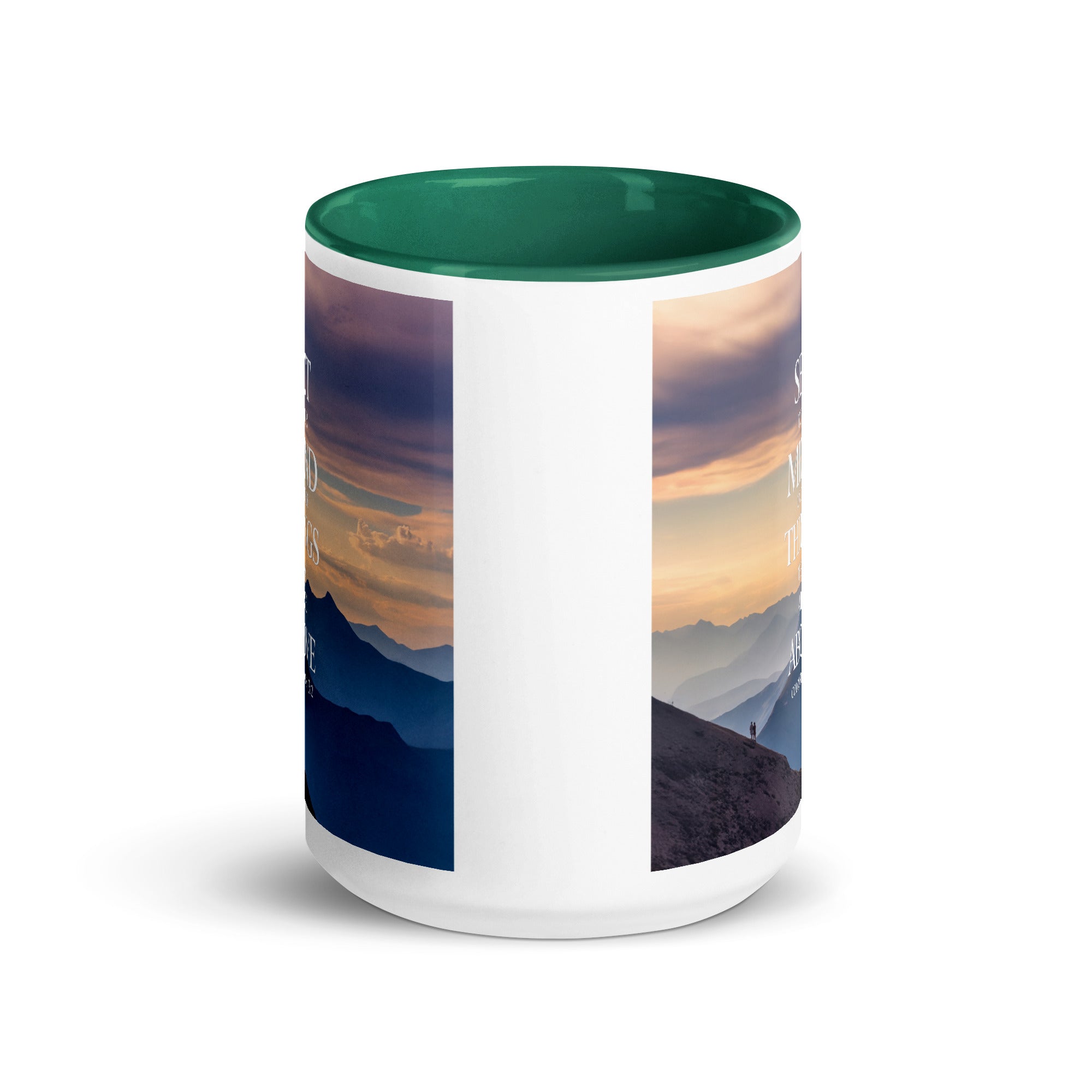 Colossians 3:2 Bible Verse things that White Ceramic Mug with Color Inside