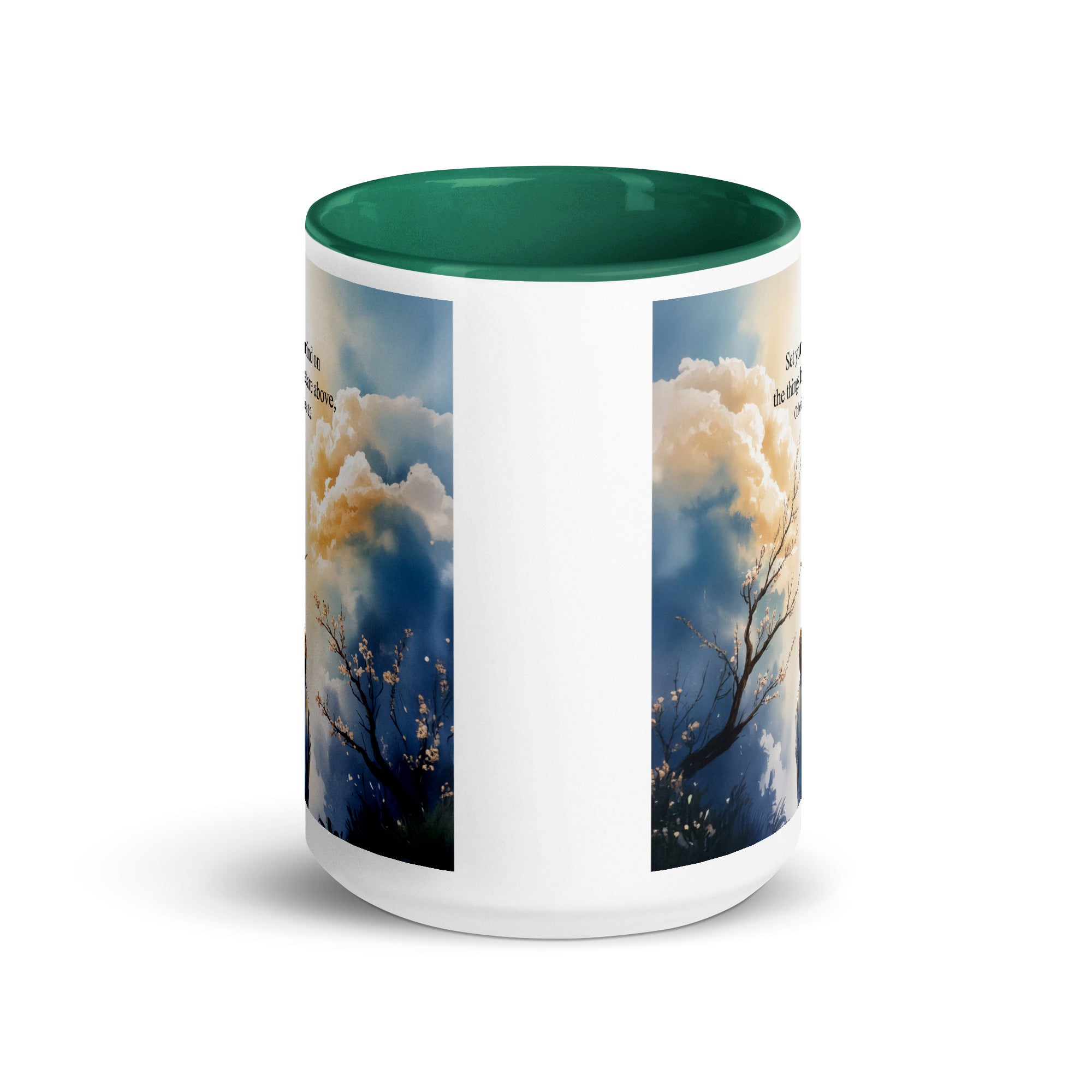 Colossians 3:2 Bible Verse the things White Ceramic Mug with Color Inside